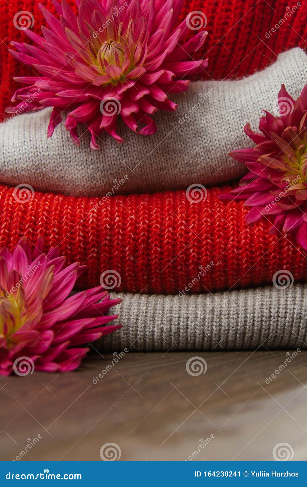 Pattern of Colorful Knitted Sweaters Closeup. Handmade Merino Wool ...