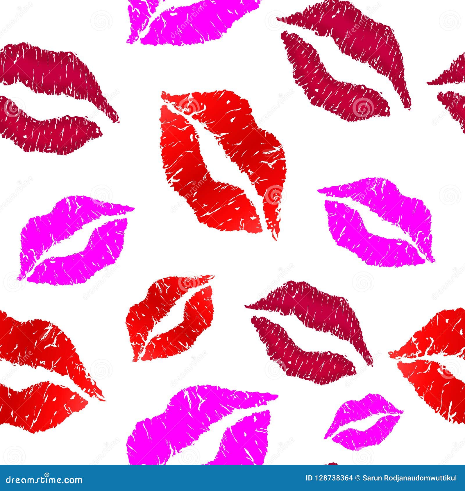Pattern of Colorful Lips on White Background. Vector Illustration