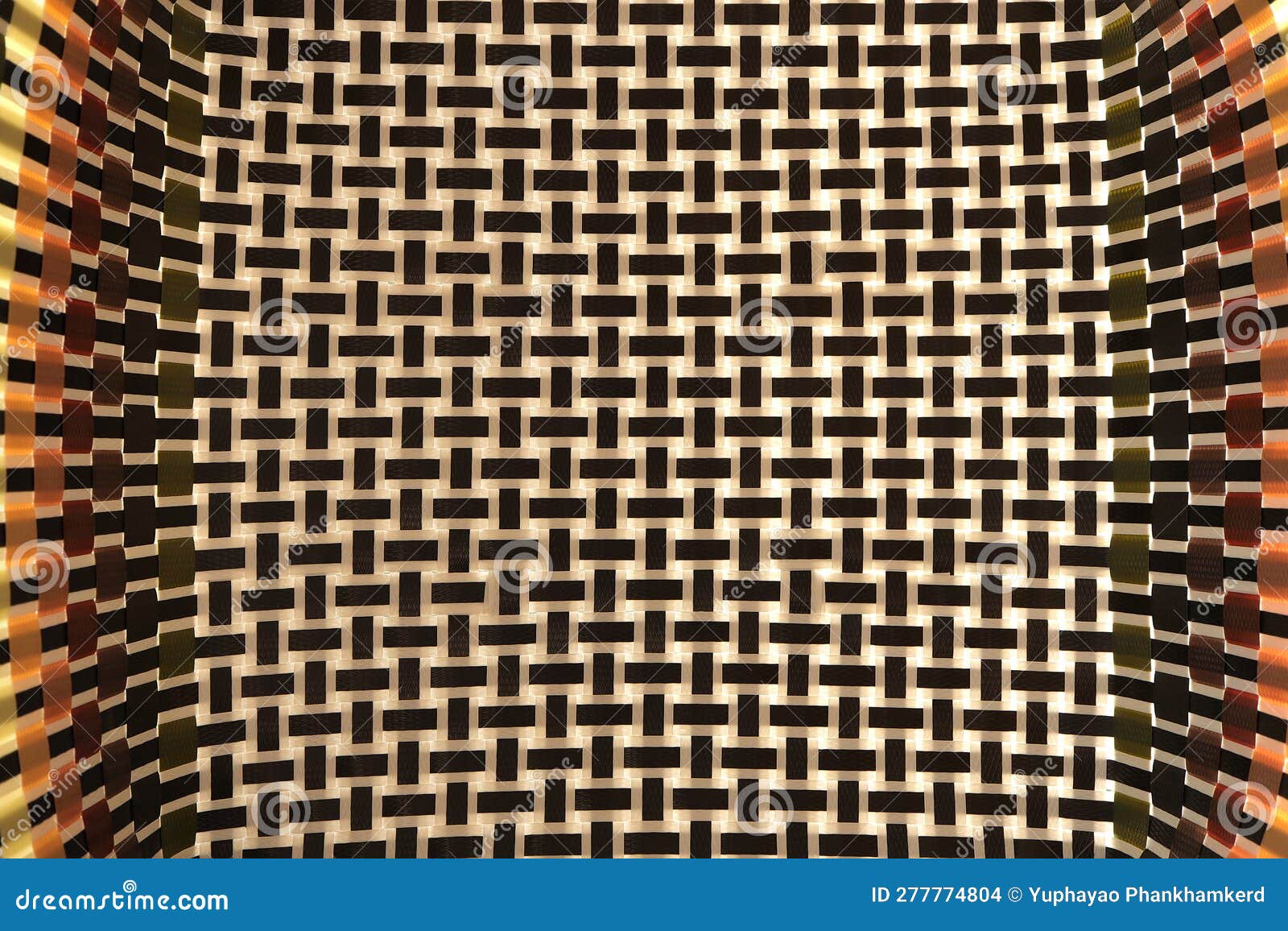 Pattern of Colorful Plastic Woven Basket Handmade. Texture of Handmade Plastic Weave. Stock