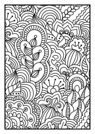 Pattern for Coloring Book. Black and White Background with Floral ...