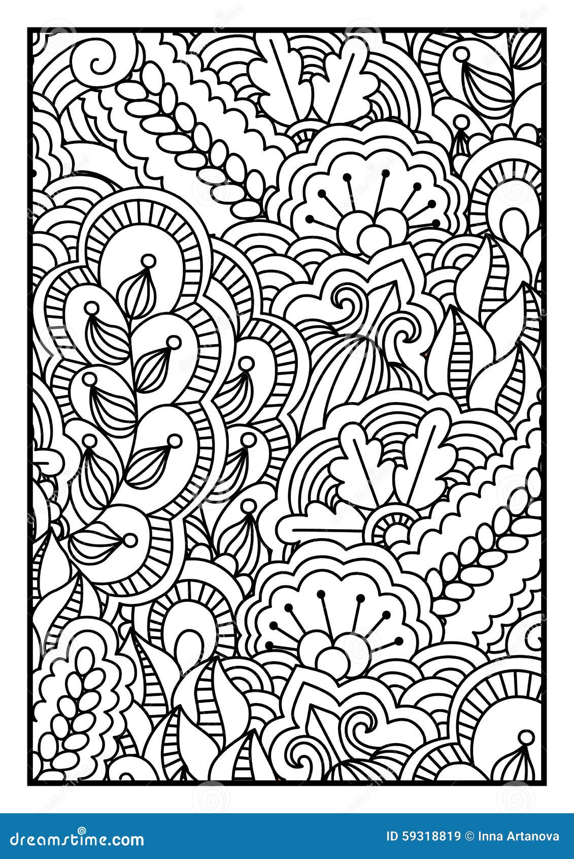 Pattern For Coloring Book Black And White Background With