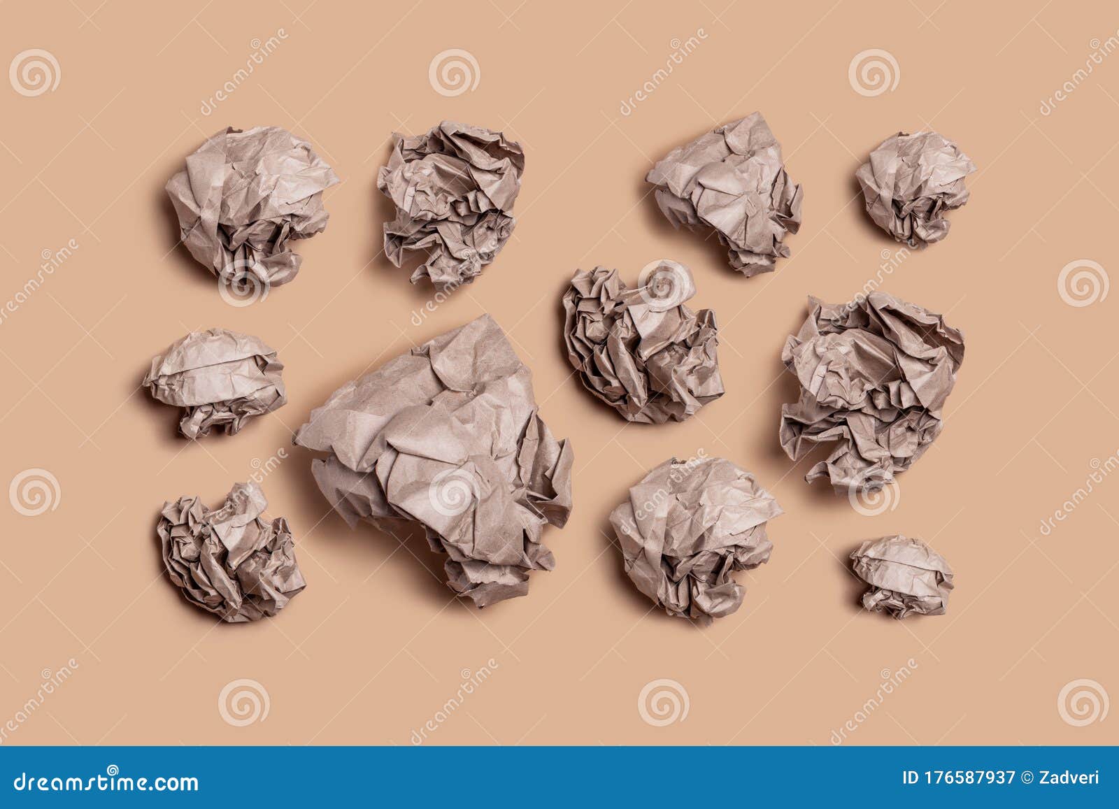 Pattern of Crumpled Lumps of Wrapping Paper, Recyclable Packaging Stock