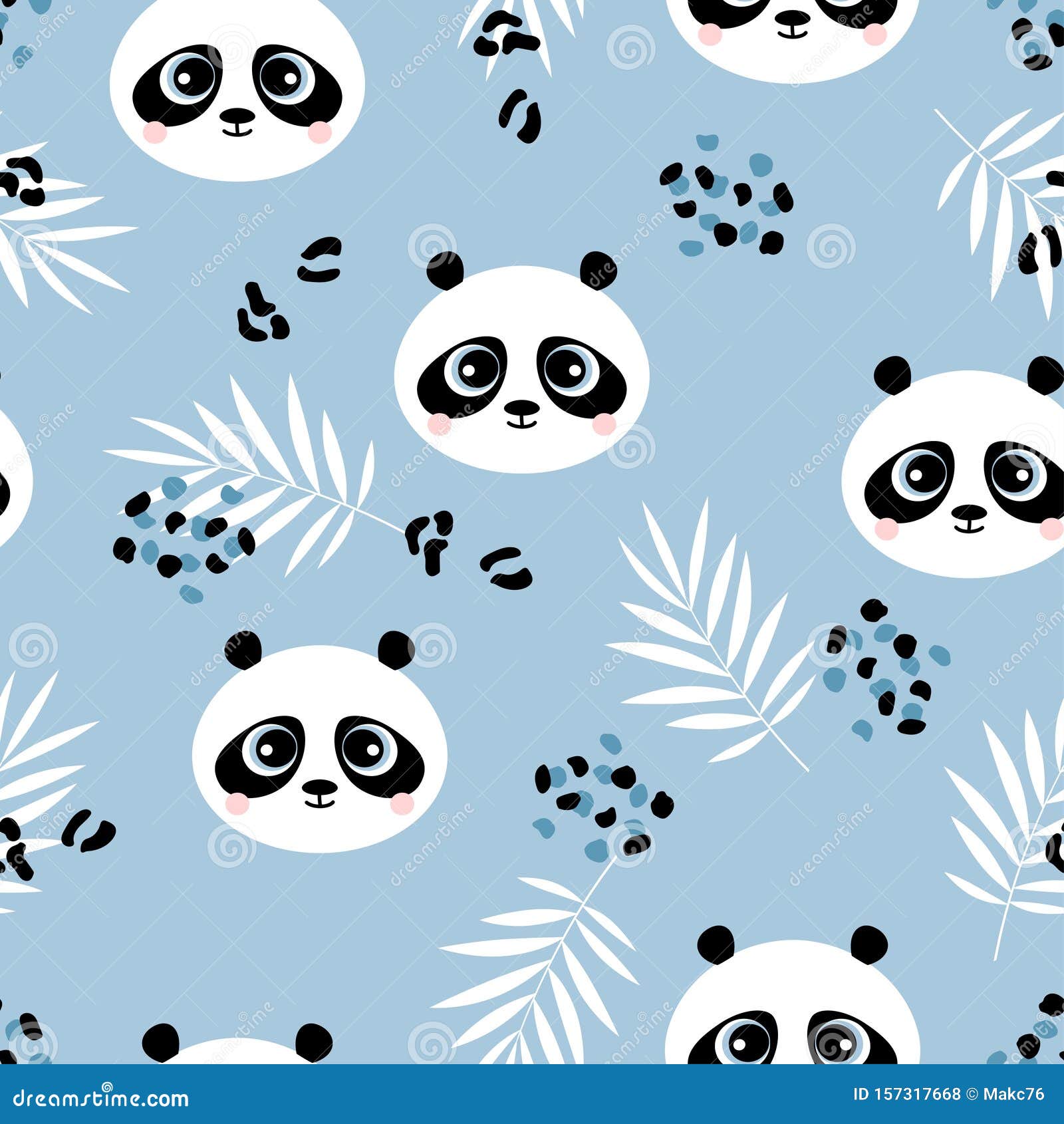 Cute Panda Seamless Pattern Stock Vector - Illustration of seamless, baby:  157317668