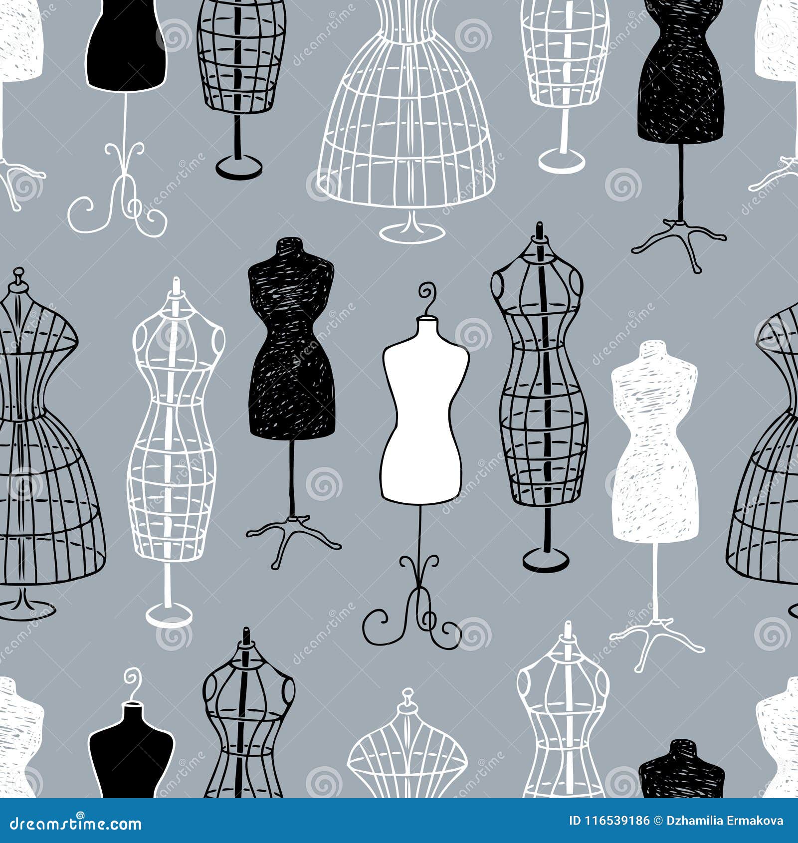 Pattern of the Female Mannequins for Tailoring Stock Vector