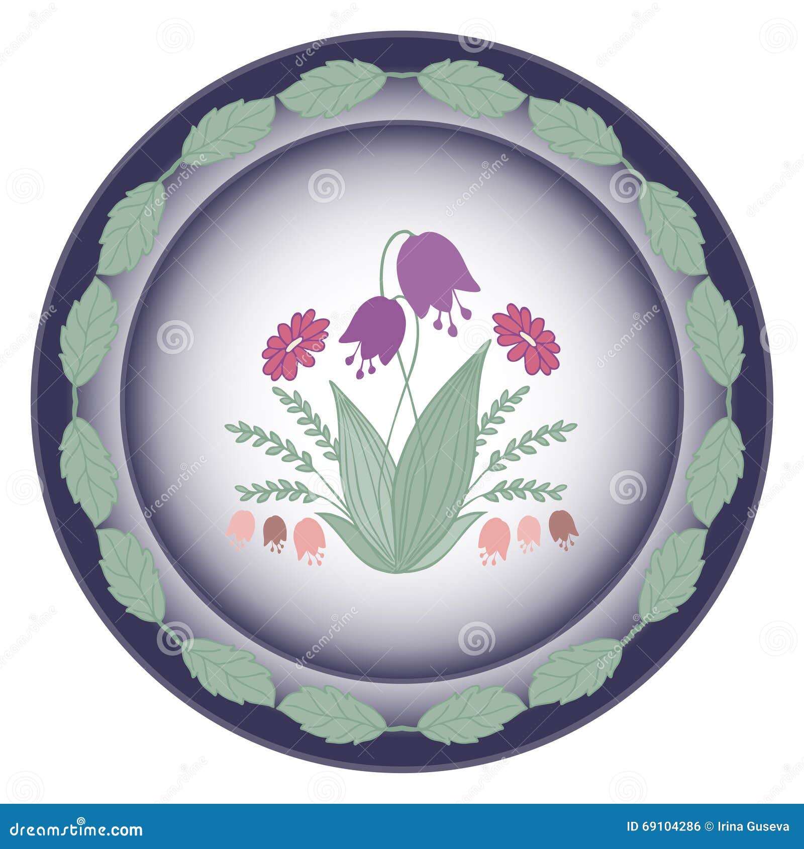 Pattern flowers circle stock vector. Illustration of retro - 69104286
