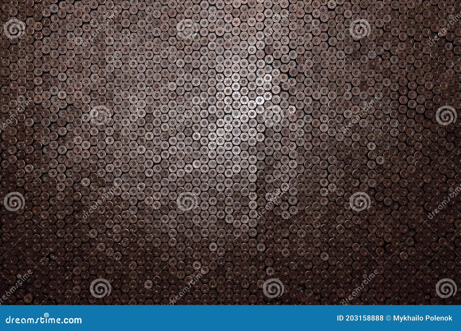 pattern of 12 gauge cartridges for shotgun bullets. shells for hunting rifle close up. backdrop for shooting range or ammunition