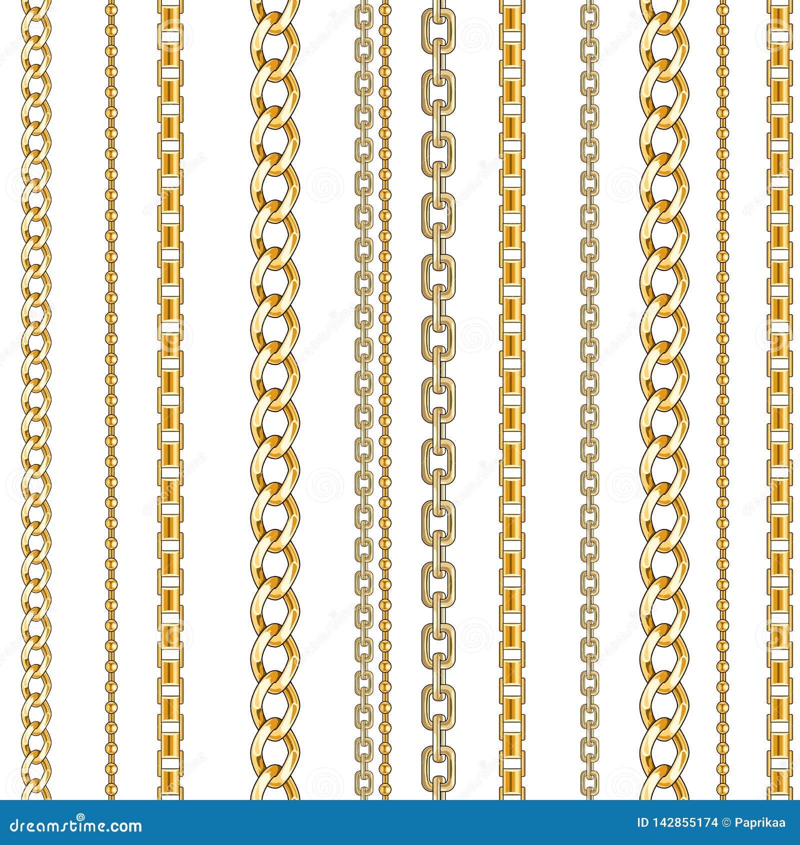 Pattern with Gold Chain Isolated Stock Vector - Illustration of repeat