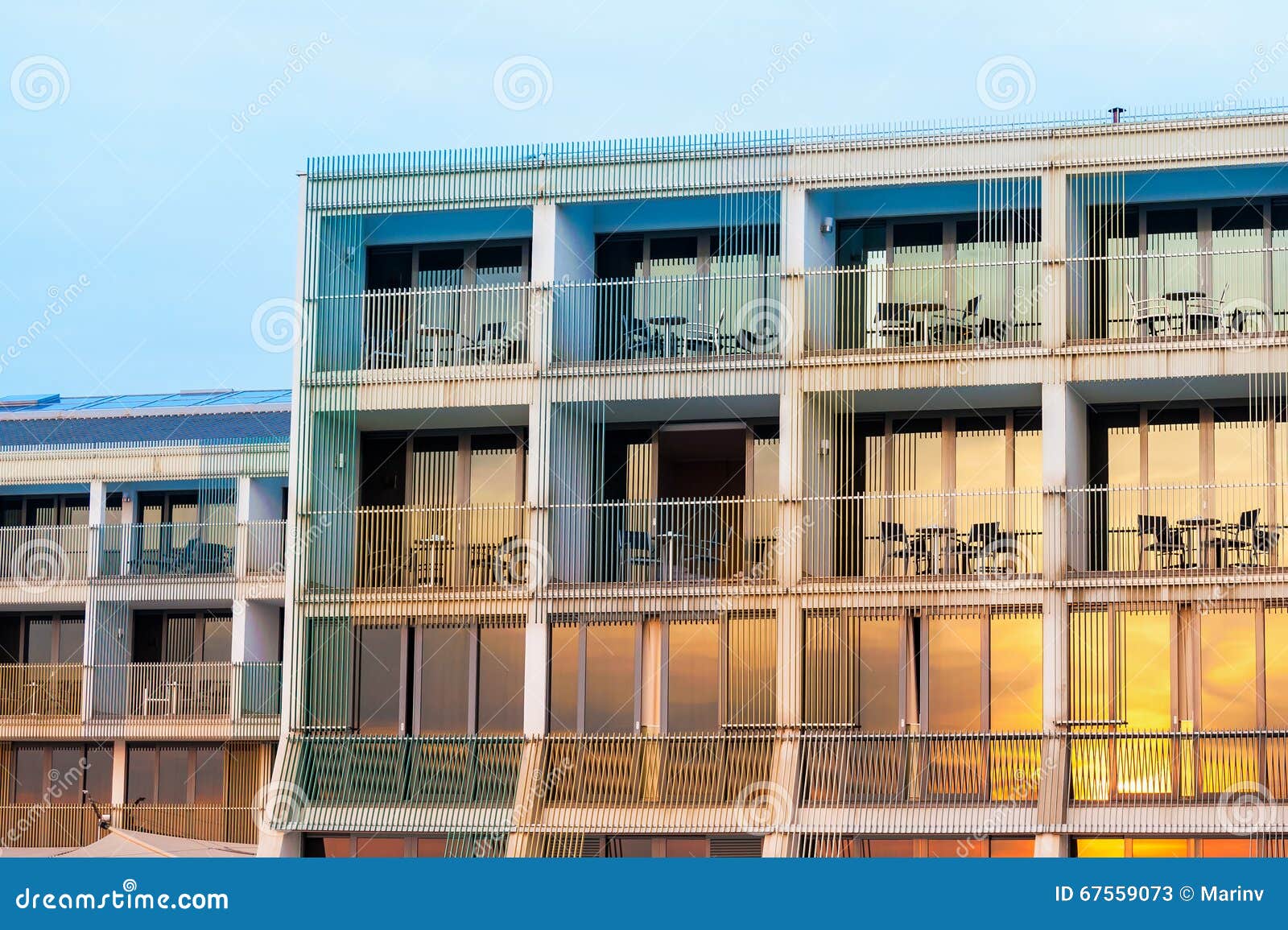 Pattern of Hotel Room Balconies in Modern Building Stock Image Image