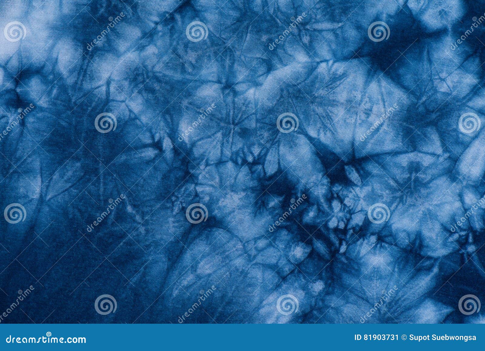 Pattern of Indigo Batik Dye on Cotton Cloth, Dye Indigo Fabric Stock