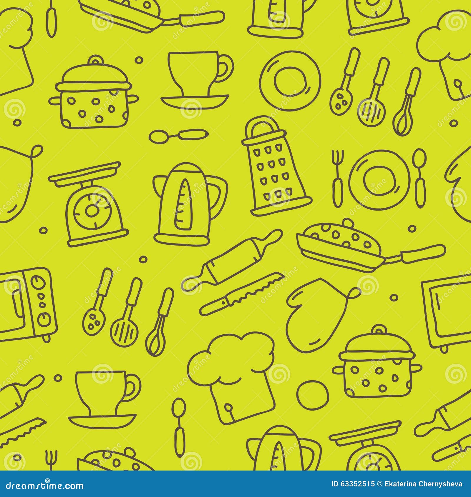 Pattern of kitchen icons stock vector. Illustration of cook 63352515