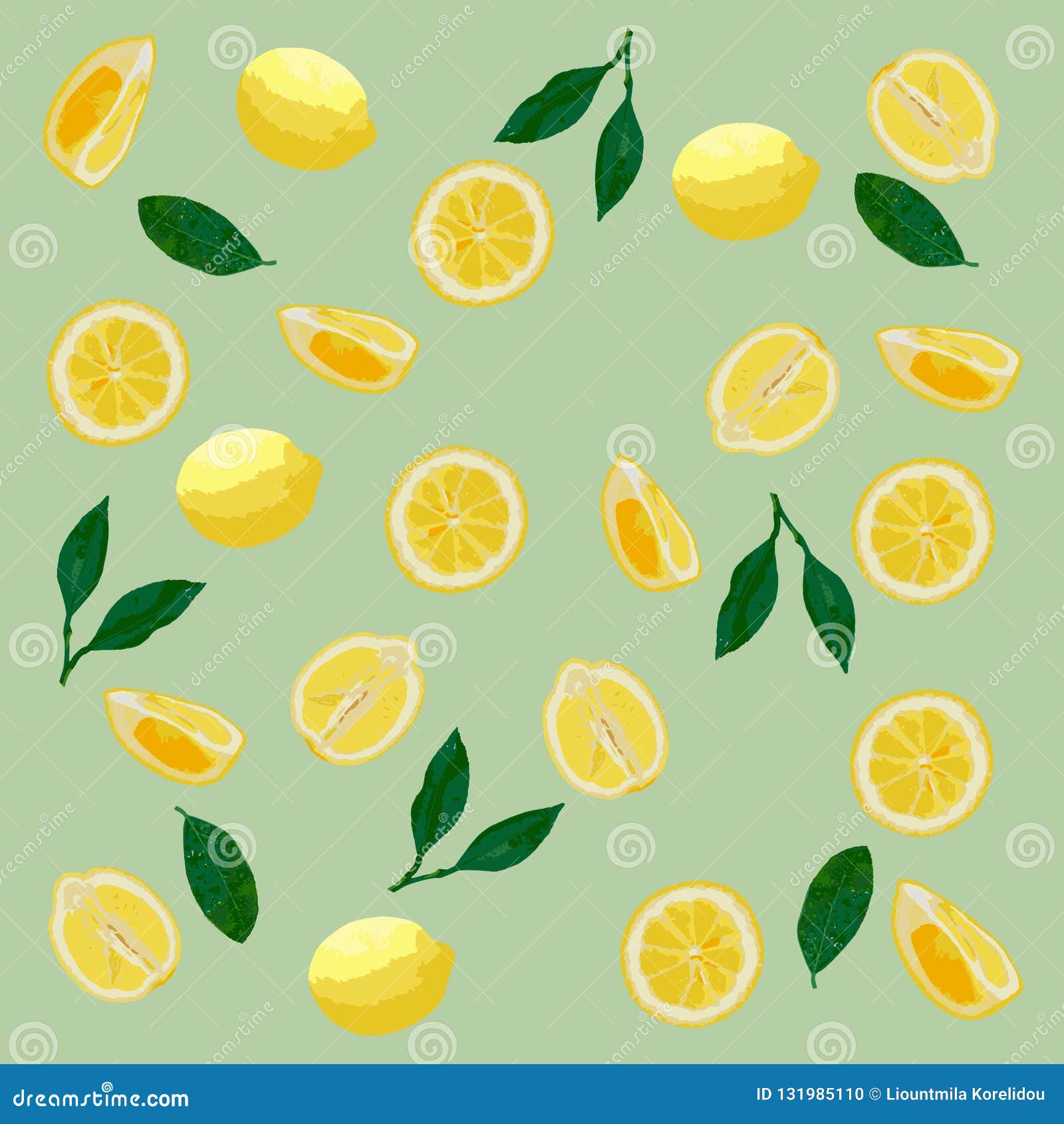 Pattern of Lemons in Pastel Colors. Gray Background, Yellow Lemons ...