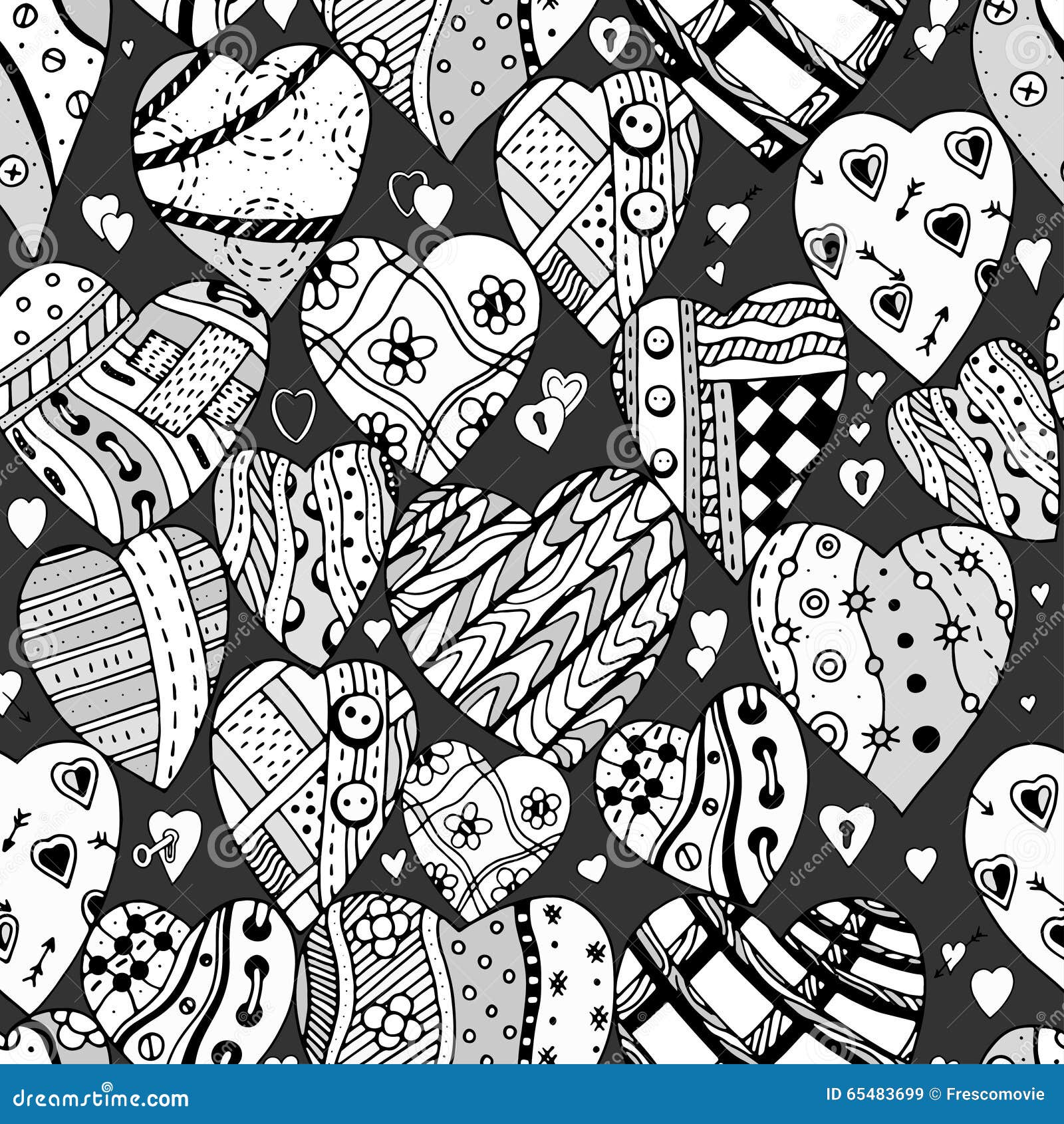 Pattern of Monochrome Hearts Stock Vector - Illustration of anniversary ...
