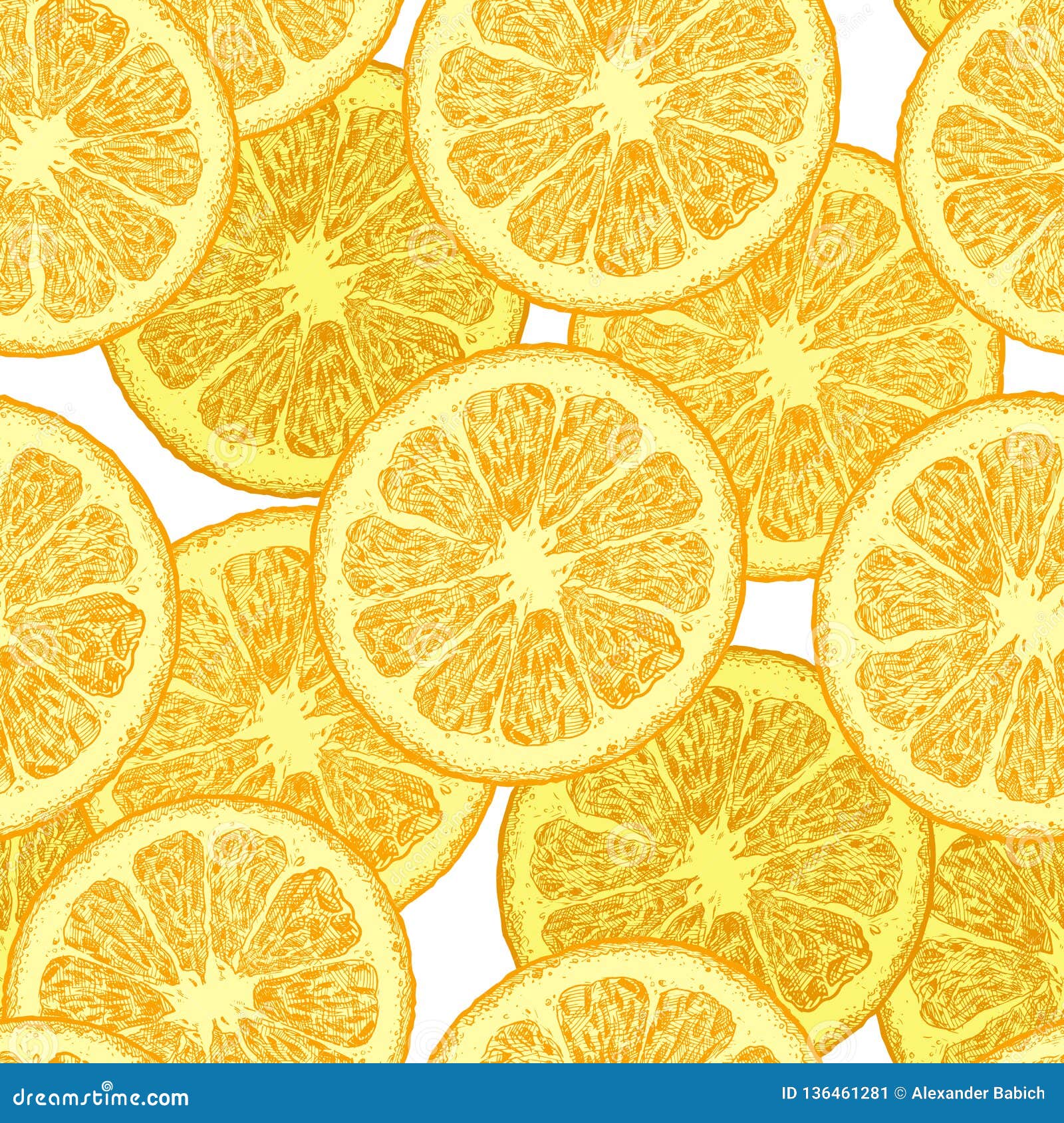 Pattern with orange wedges stock vector. Illustration of engraving
