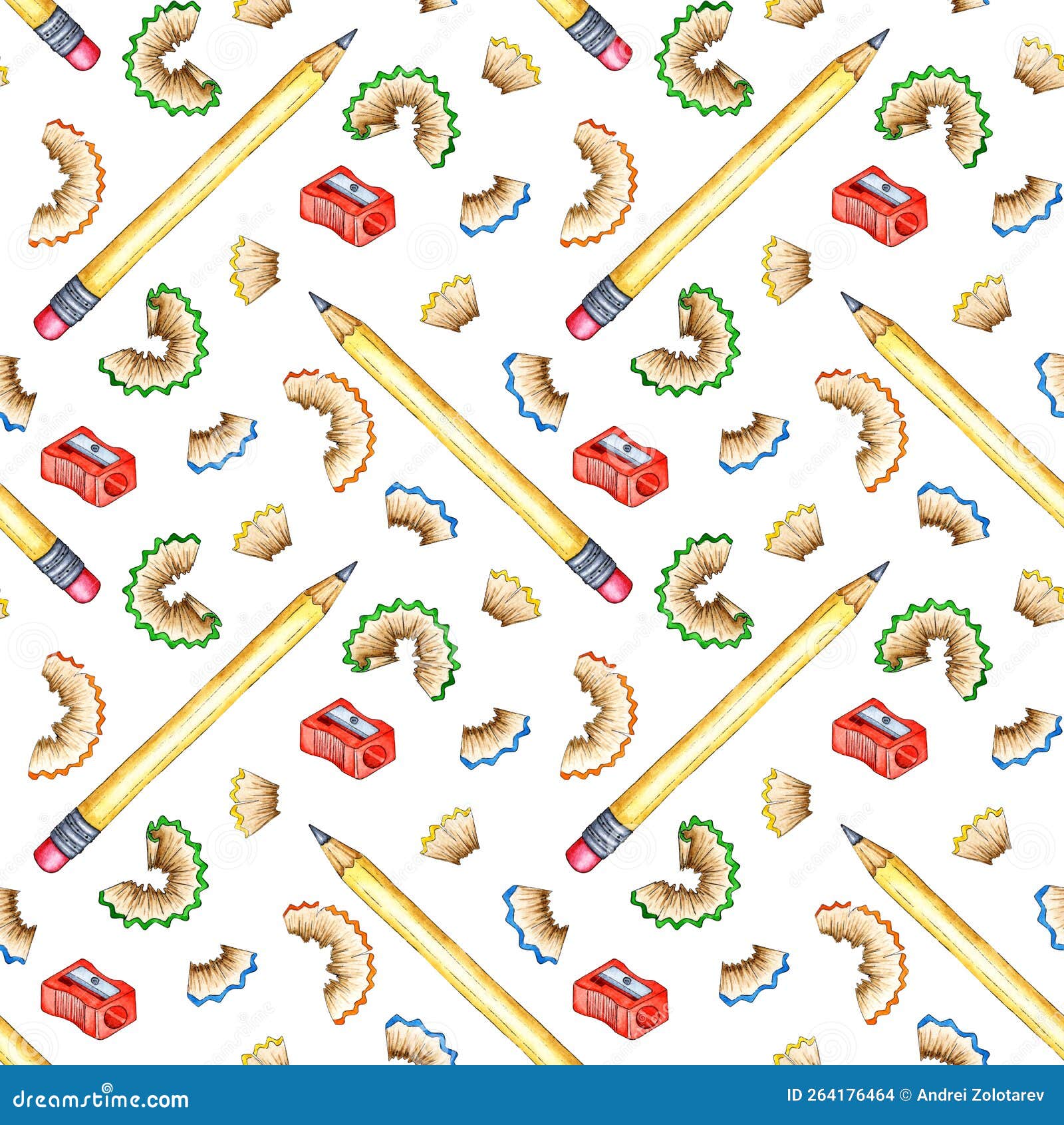 Pattern Pencil Pod Sharpener Watercolor Stock Vector Illustration of