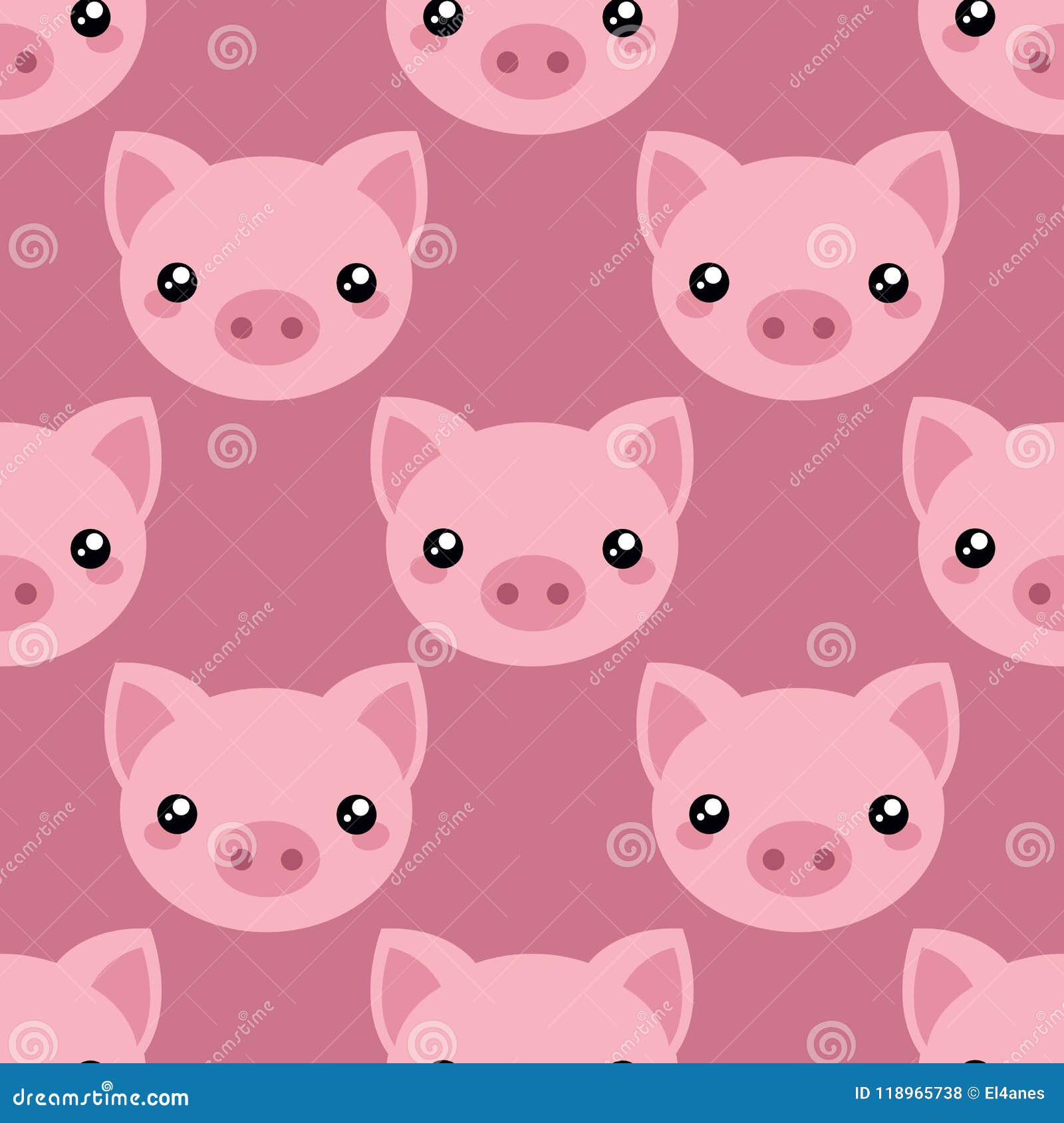 Pattern with pig face stock vector. Illustration of beautiful - 118965738