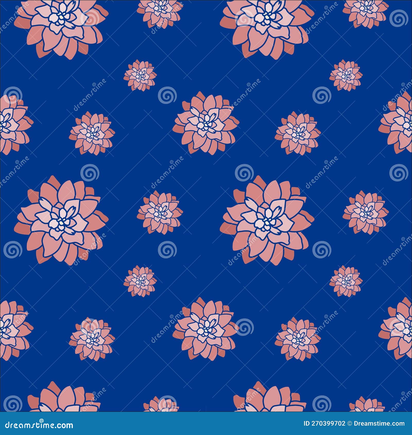 pattern of pink flowers with blue color