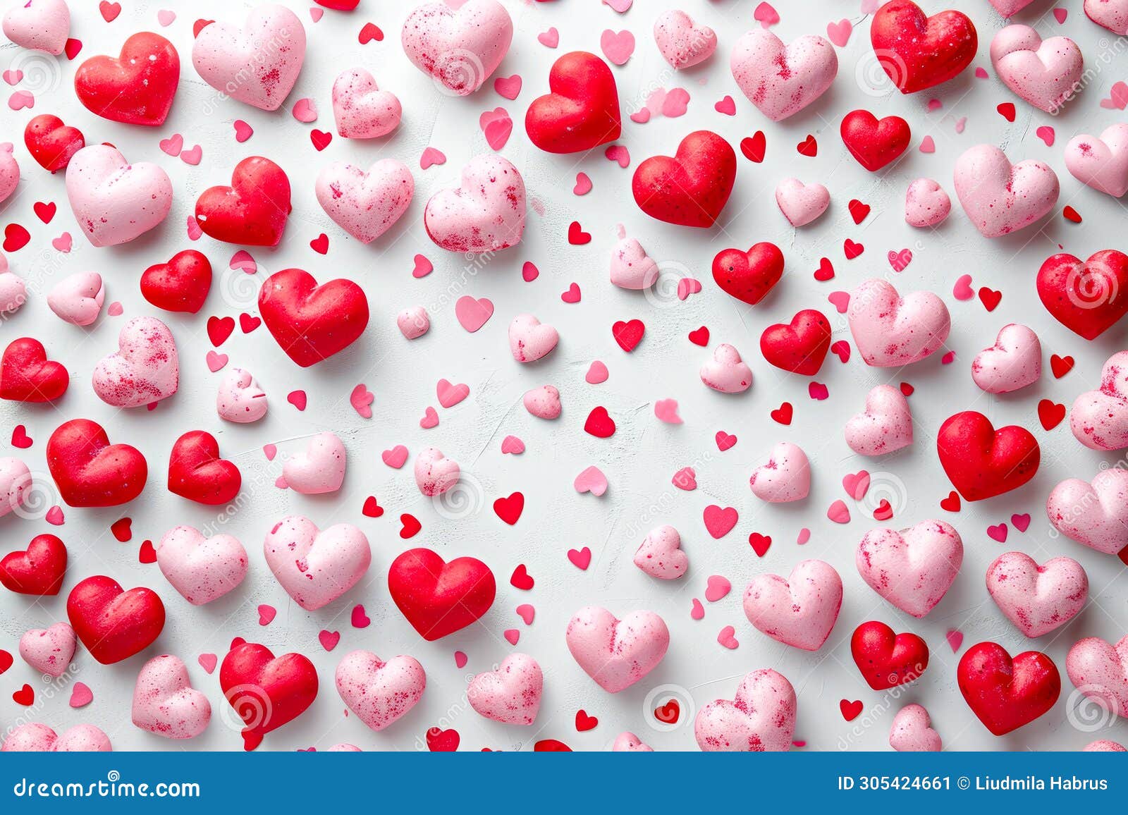 Pattern of Pink and Red Hearts