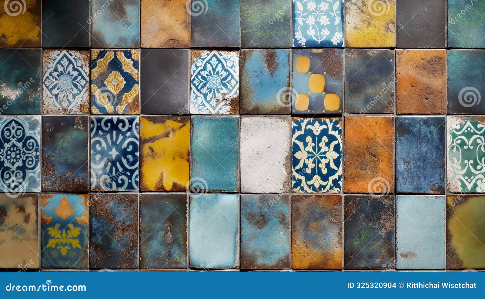 a pattern of rustic, multi-colored tiles, each with its unique , creating a mosaic of culture and history