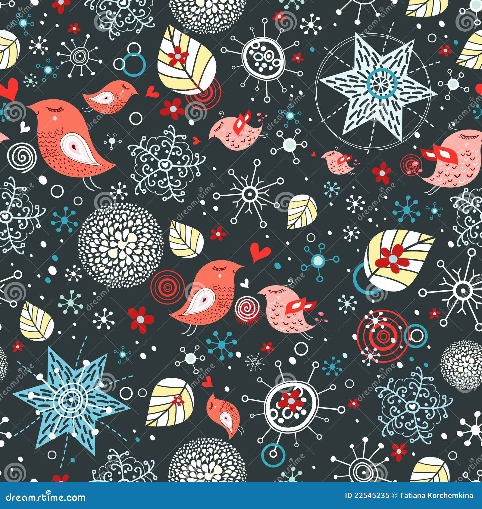 Download Pattern Of Snowflakes And Love Birds Stock Vector ...