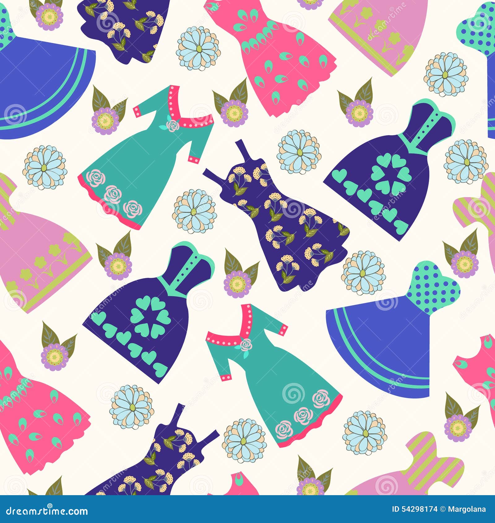 Pattern of Summer Lady Dress Collection Stock Vector - Illustration of ...