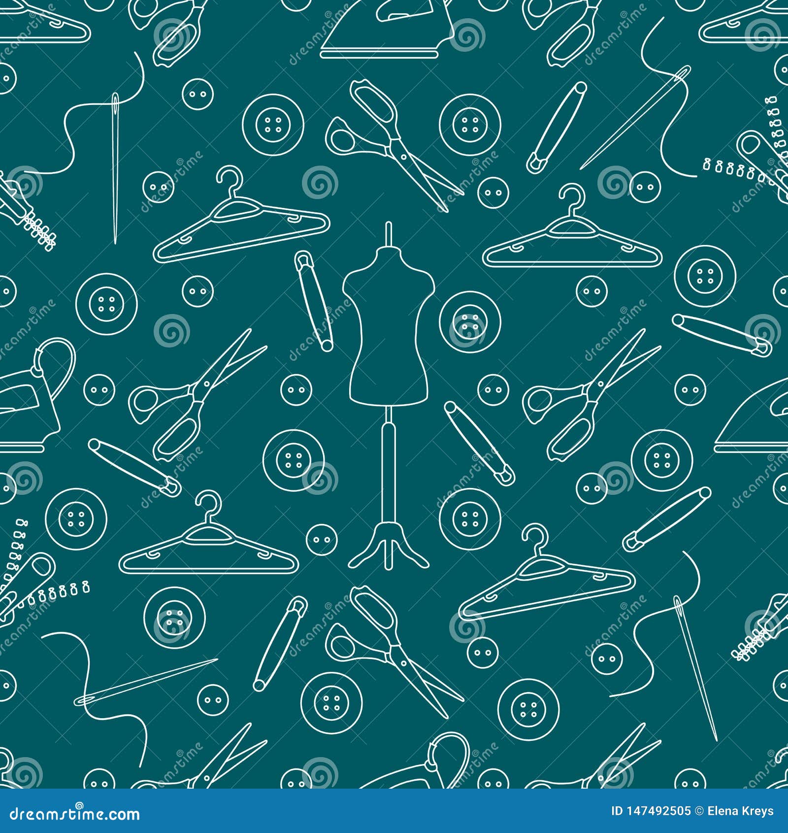 Pattern with Tools and Accessories for Sewing Stock Vector