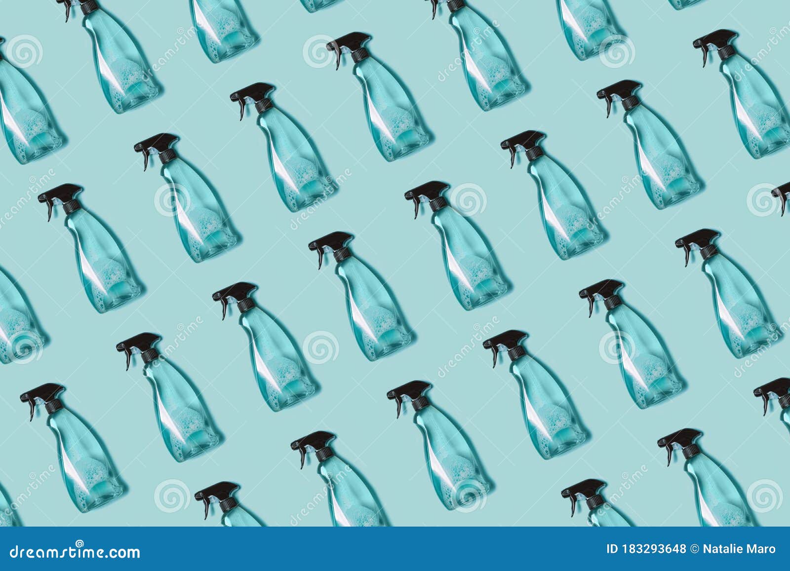 Pattern of Transparent Plastic Bottle of Cleaning Product, Household