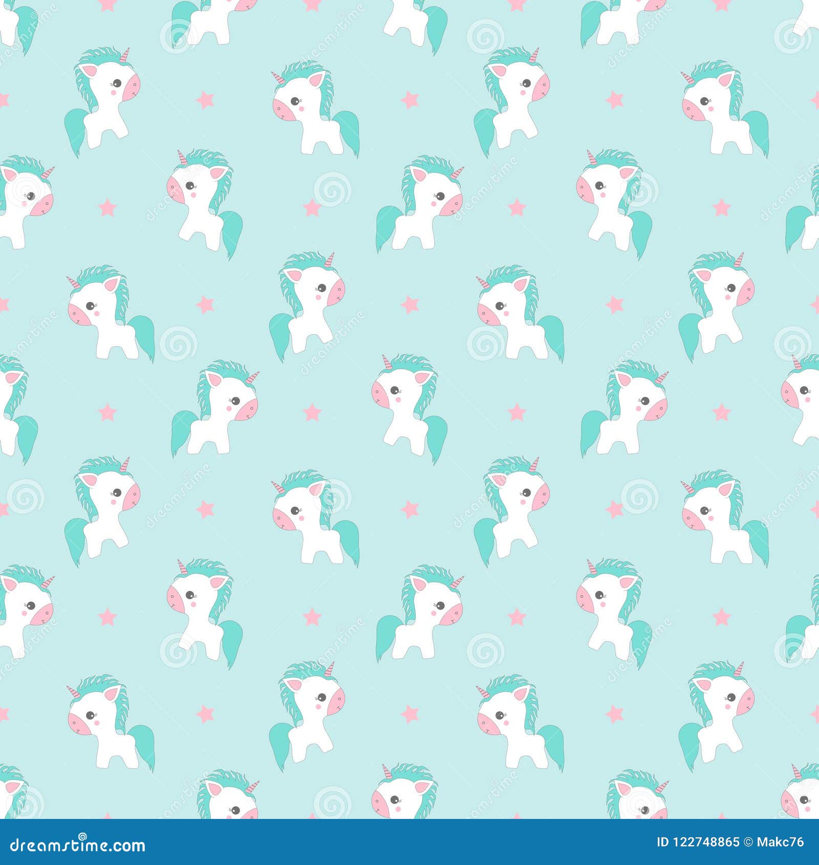Pattern with Unicorn on Blue Stock Vector - Illustration of cute ...