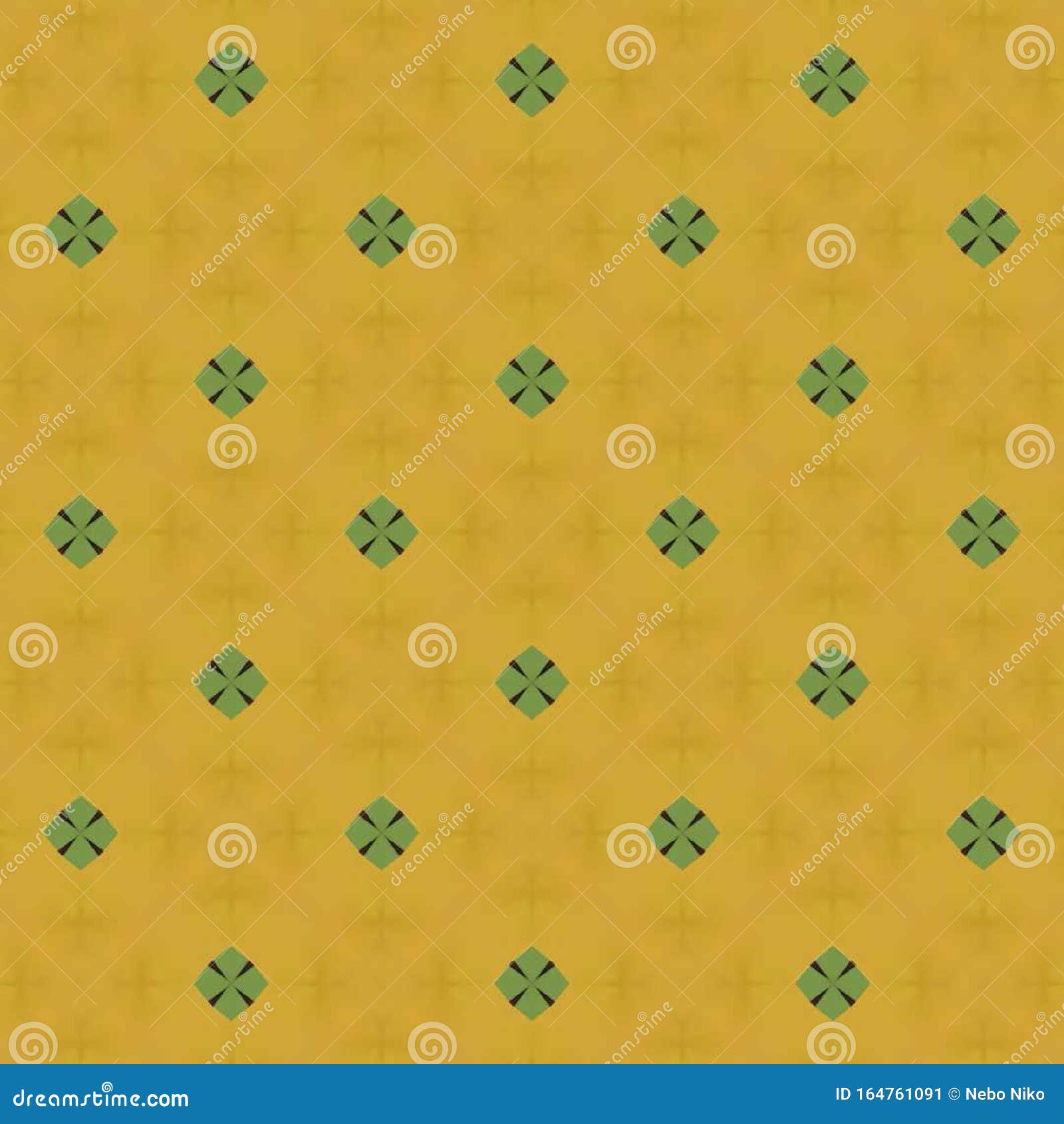Pattern Wallpaper Background Yellow Green Flowers Stock Illustration