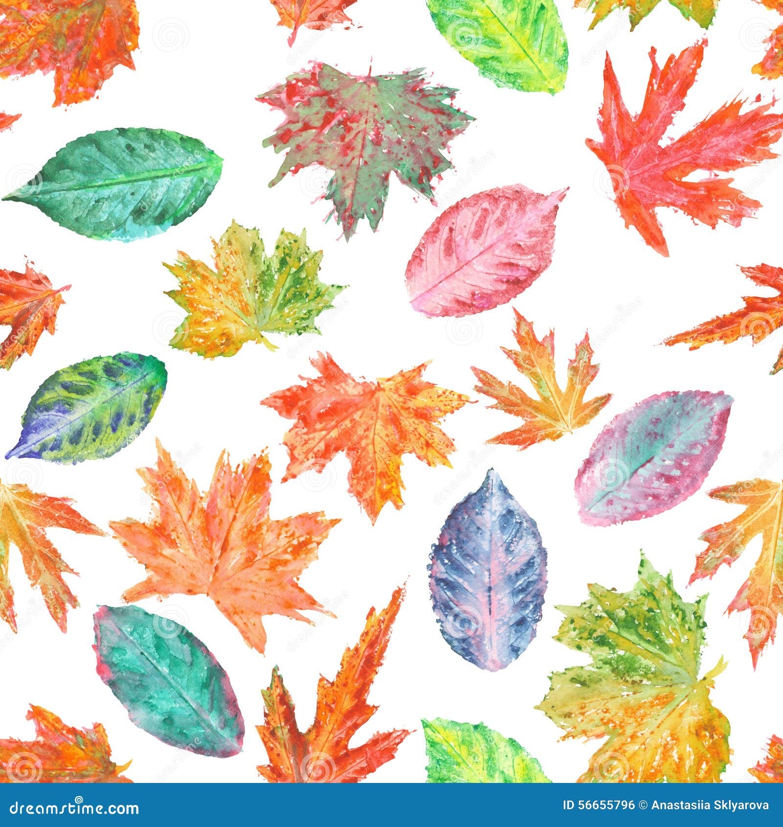 Pattern With Watercolor Autumn Leaves Stock Illustration