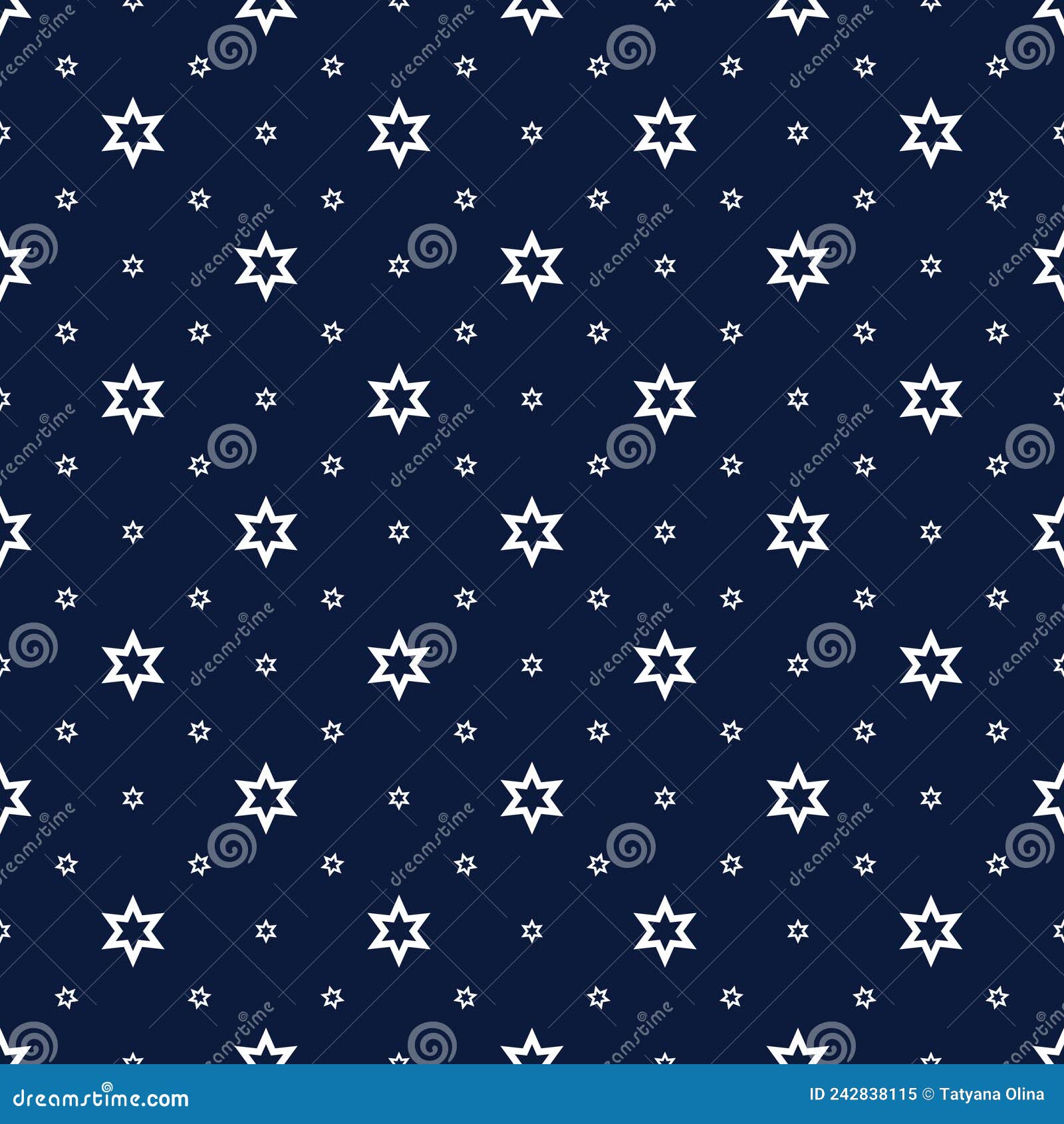 Pattern of White Stars on Blue Background Stock Vector Illustration