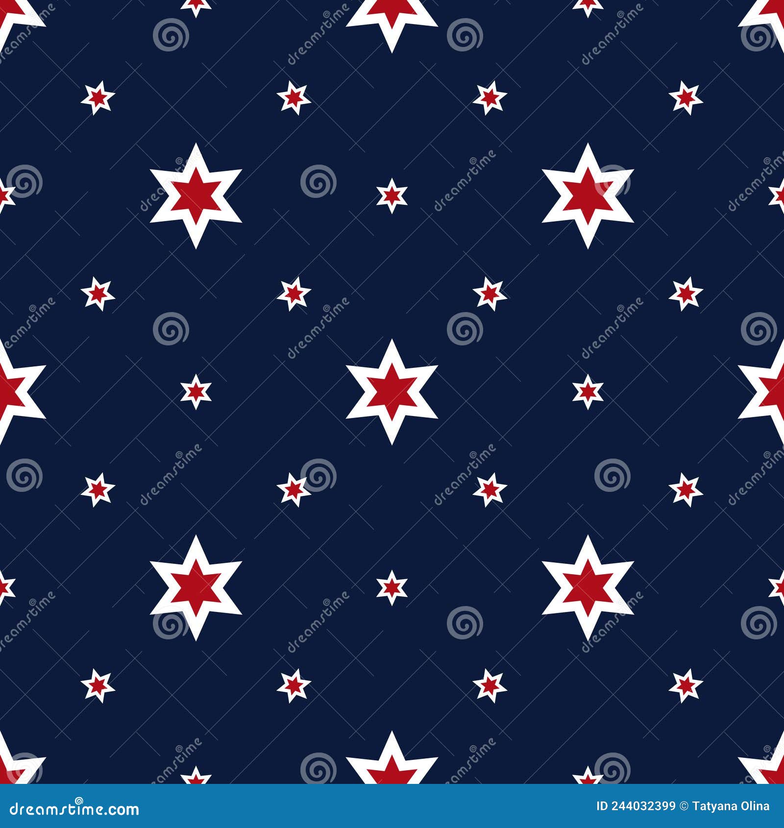 Pattern of White Stars on Blue Background Stock Vector Illustration