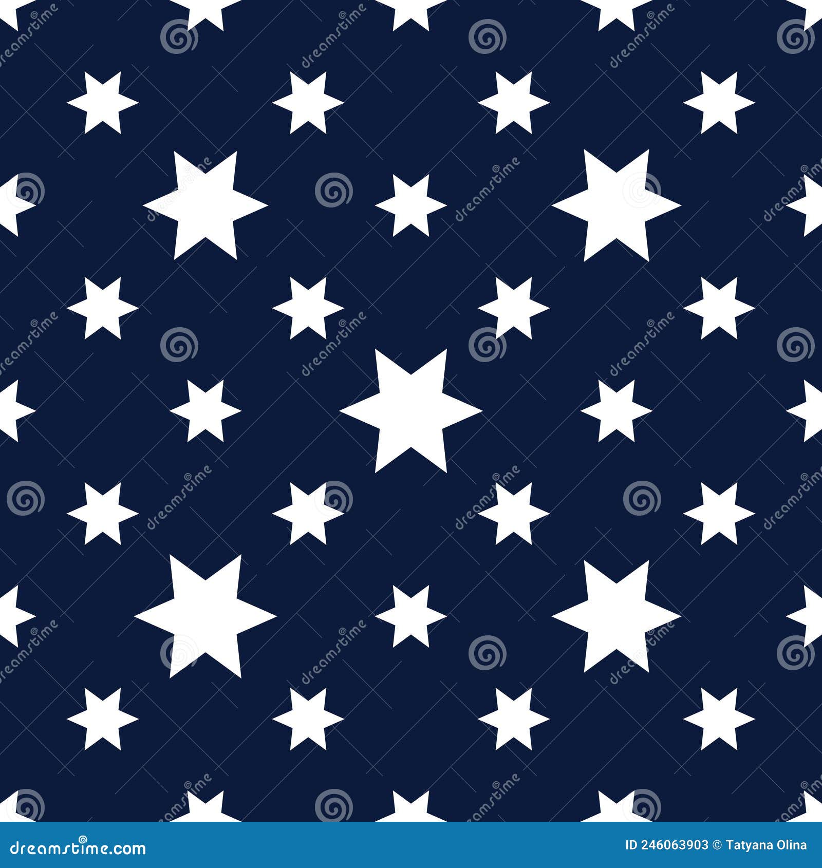Pattern of White Stars on Blue Background Stock Vector Illustration