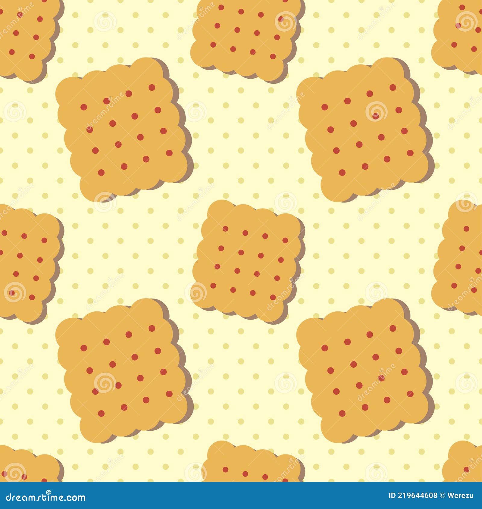 Cracker Biscuit Seamless Pattern Vector Illustration Stock Vector