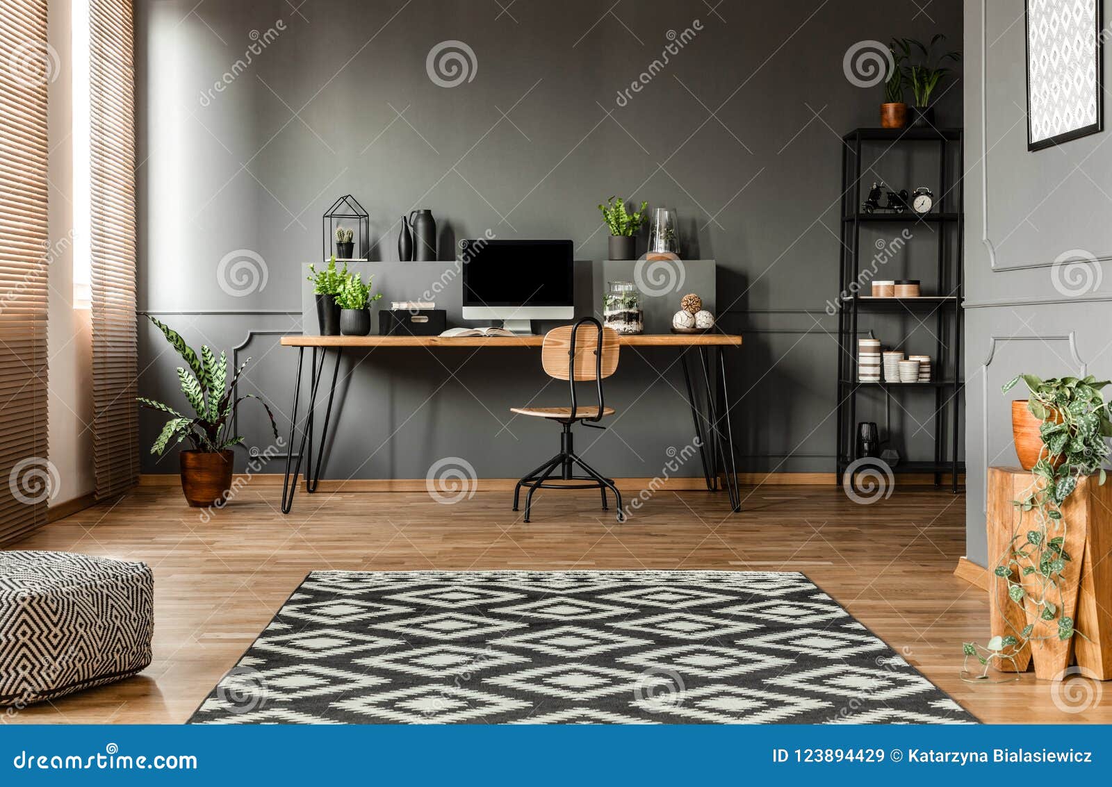simple grey workspace interior