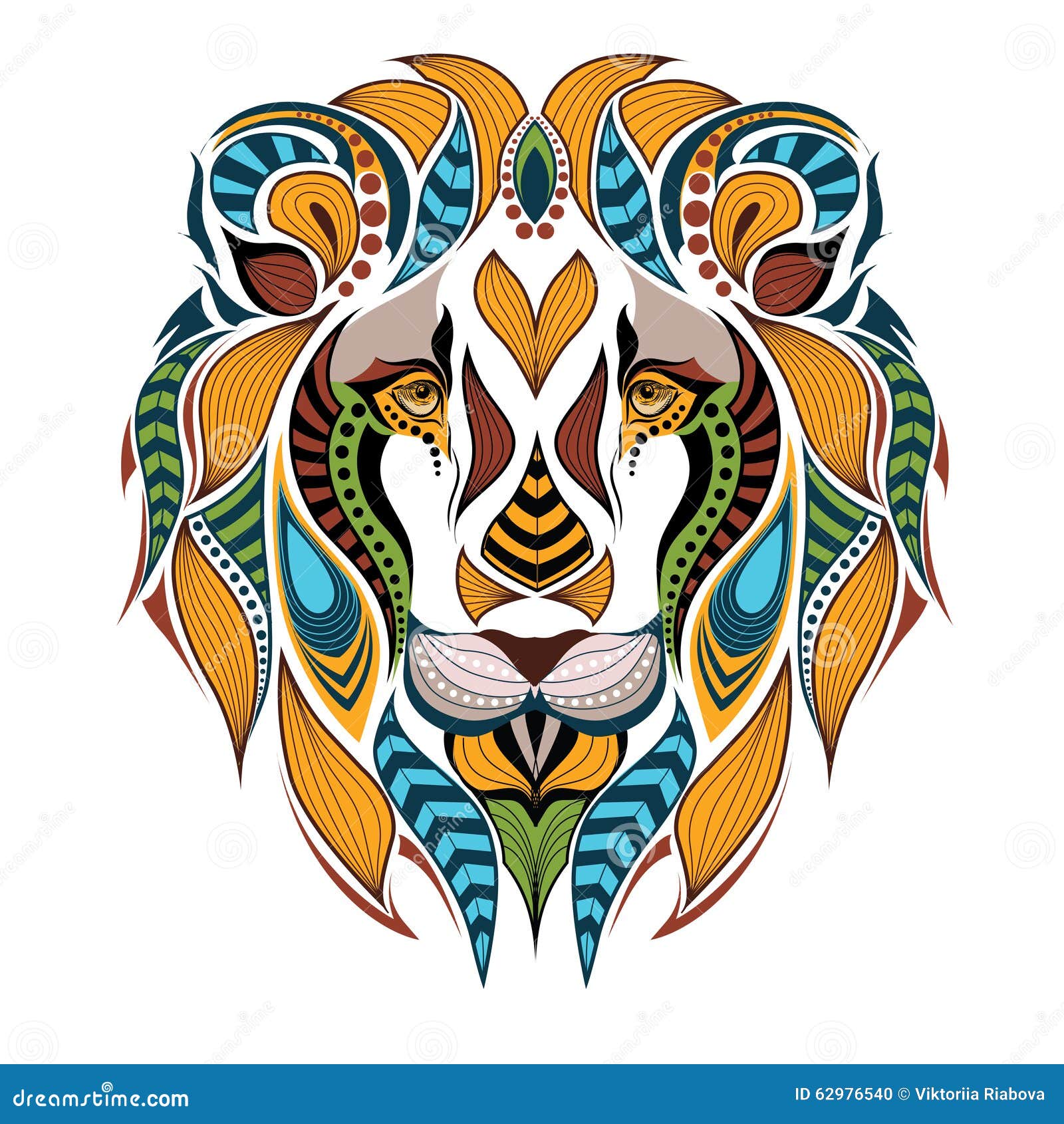 Patterned Colored Head Of The Wolf. Pop Art Style Vector ...