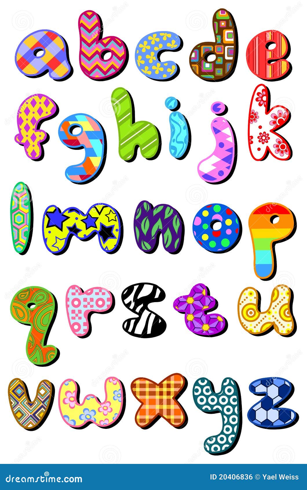 patterned lower case alphabet