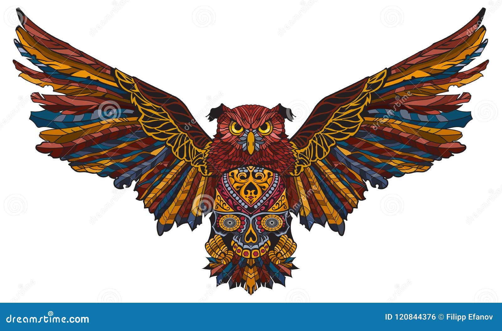 Patterned owl stock vector. Illustration of halloween - 120844376