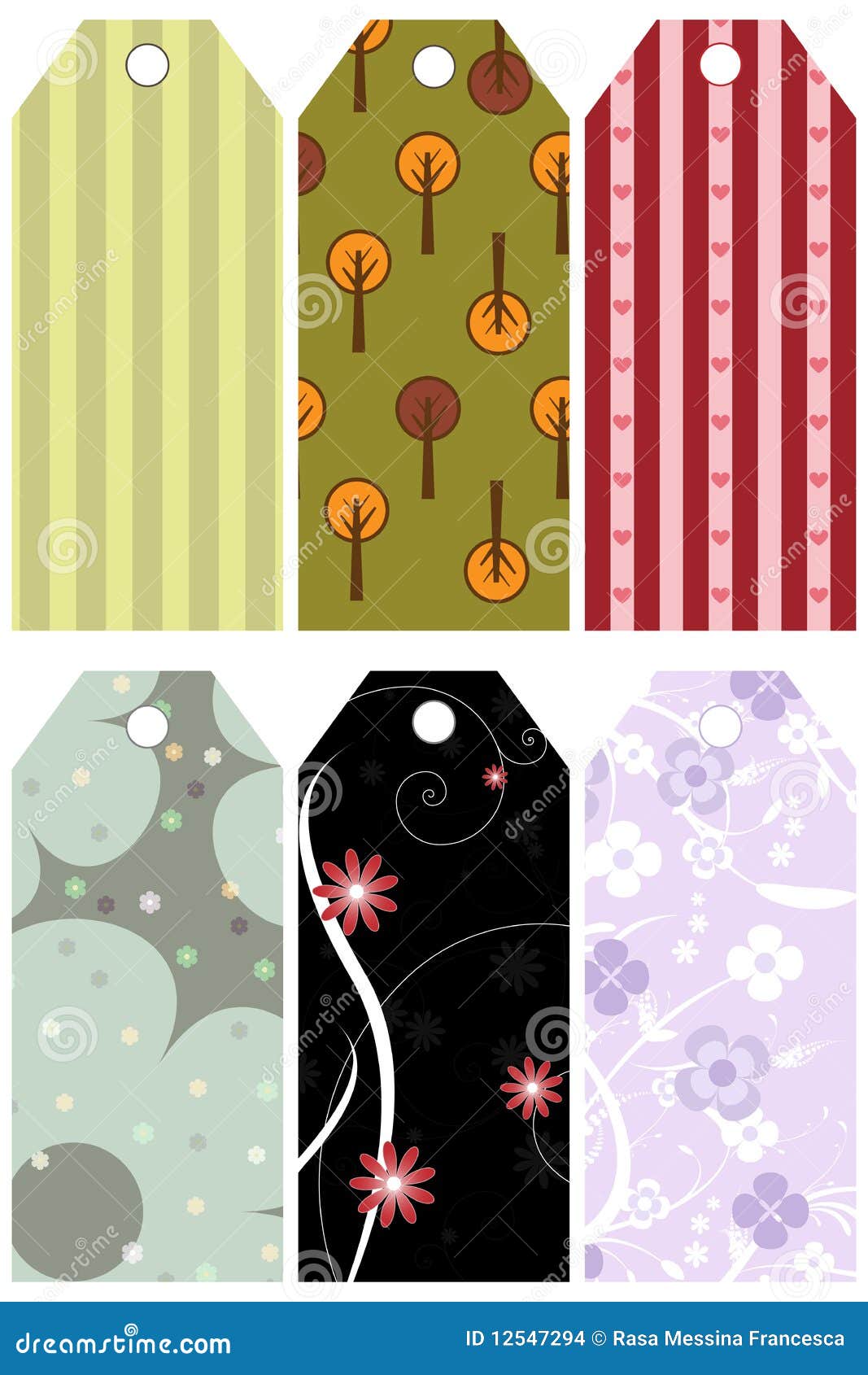 Patterned vector tag  stock vector Illustration of hearts 