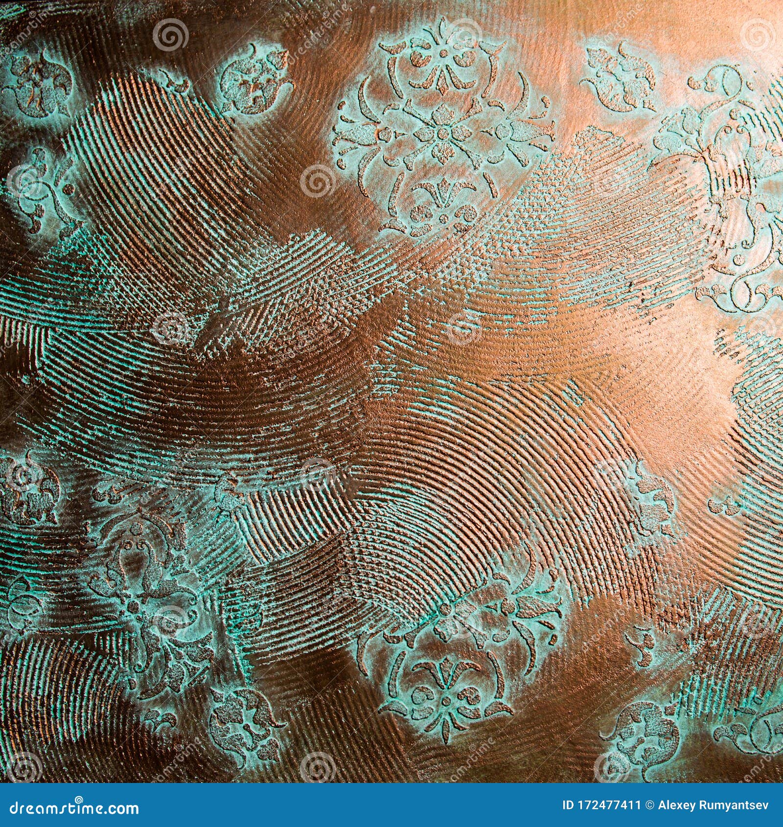 Patterns Over Shiny Bronze Cement Texture Stock Image Image of