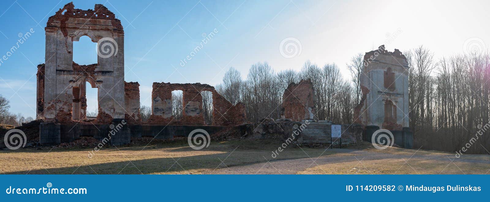 paulavos republic in lithuania. old bricks ruins. sightseeing object in lithuania.