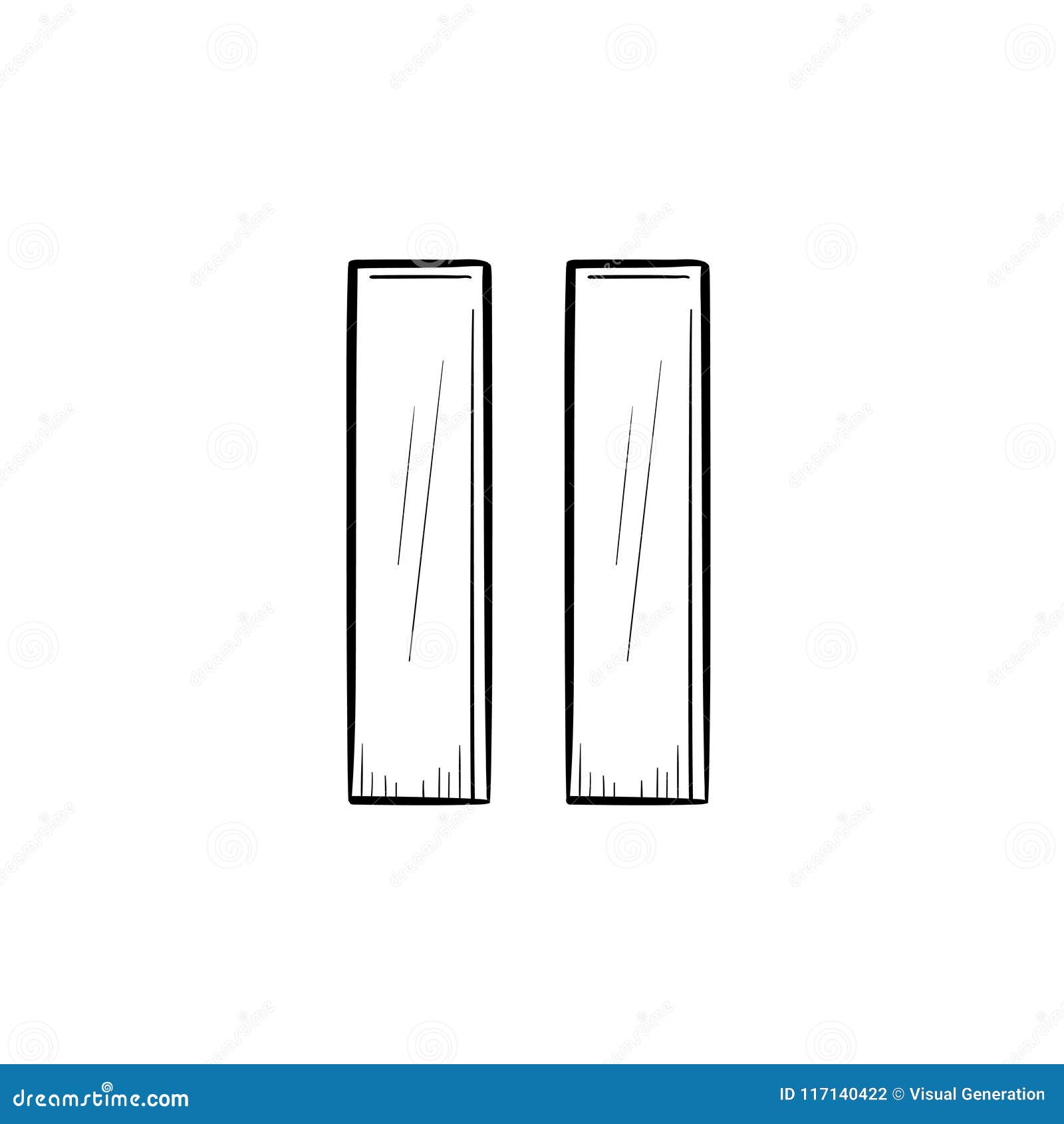pause button hand drawn outline doodle icon.