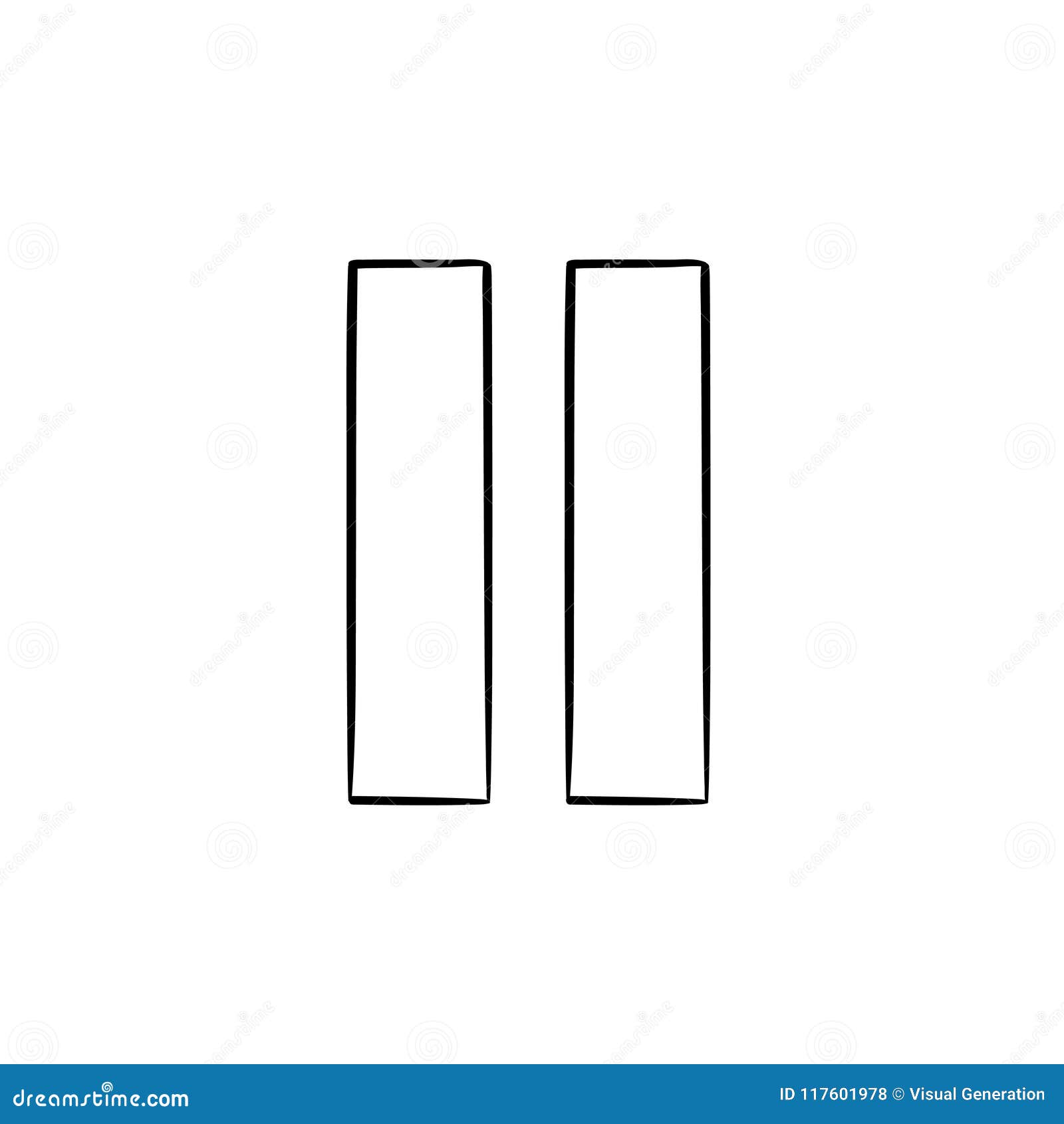 pause button hand drawn outline doodle icon.