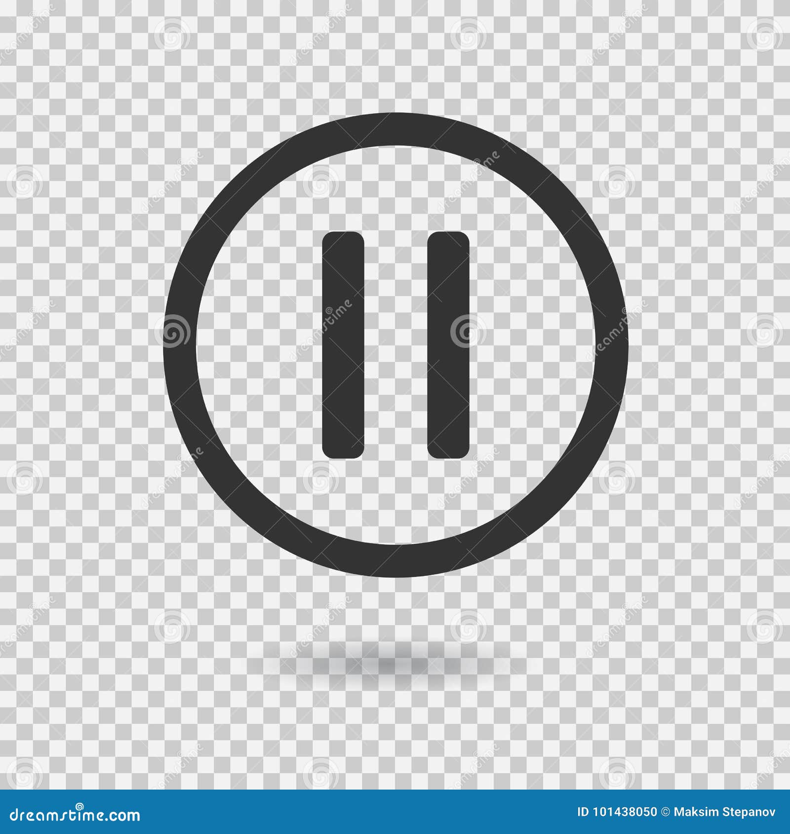 Pause Icon with Shadow. Vector Button for Web or App Stock Vector