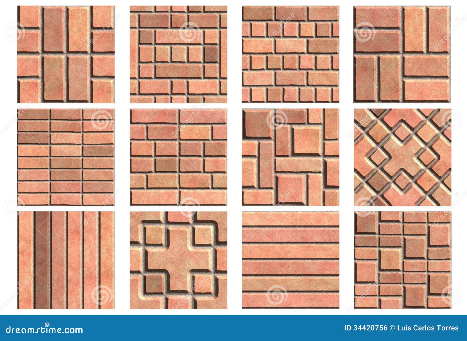 Pavement Set (Seamless Texture) Stock Photo Image of brick, generated