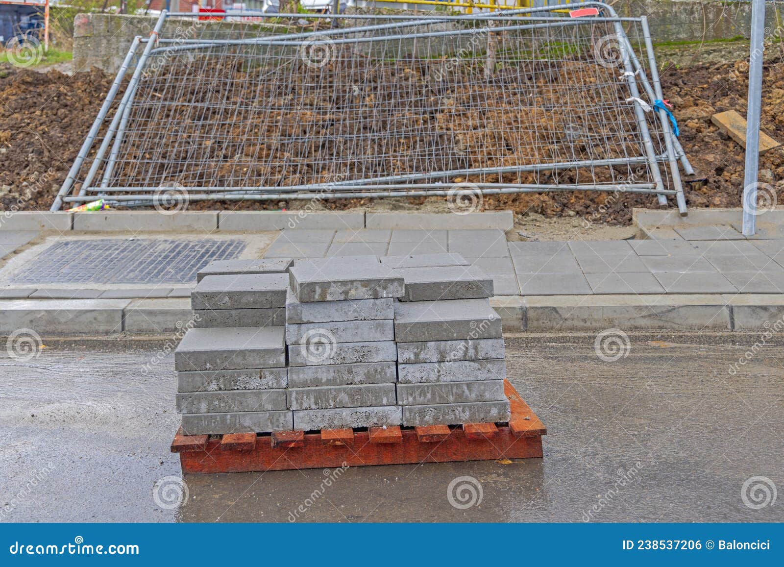Pavement Tiles Construction Site Stock Photo Image of tiles, winter