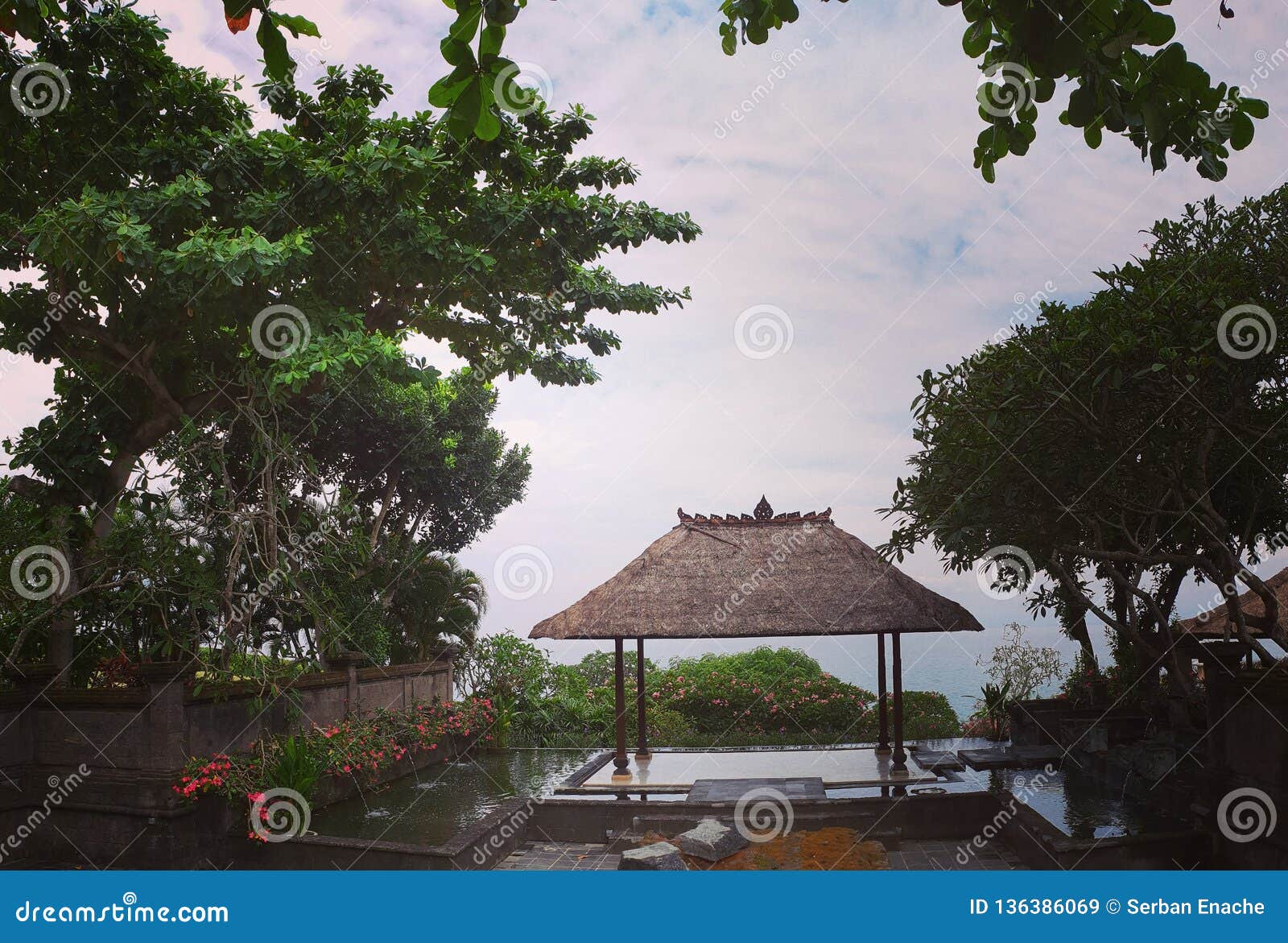 Pavilion, Bali stock image. Image of palm, resort, tropical - 136386069