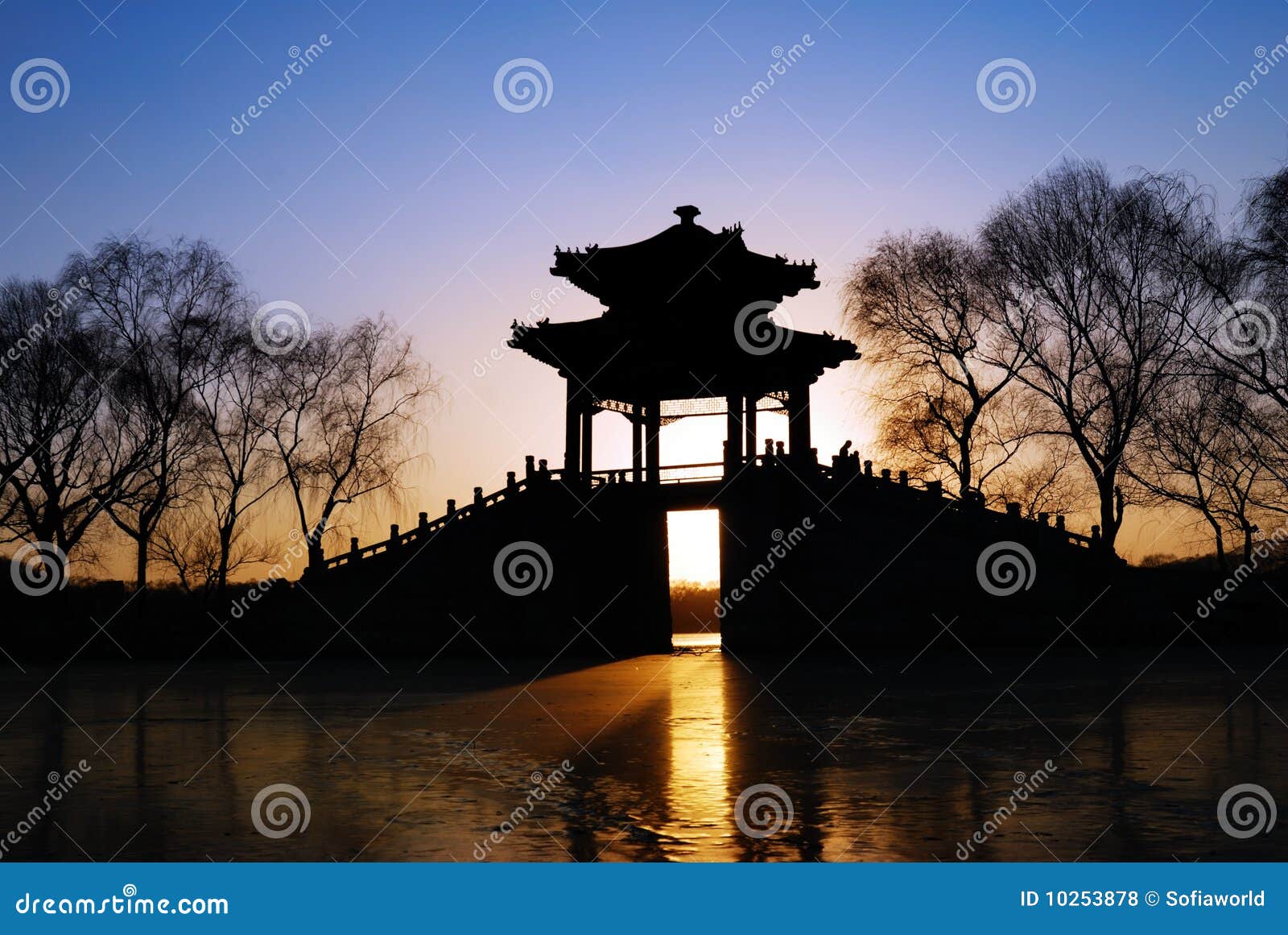 Pavilion in sunset stock photo. Image of dusk, asian - 10253878