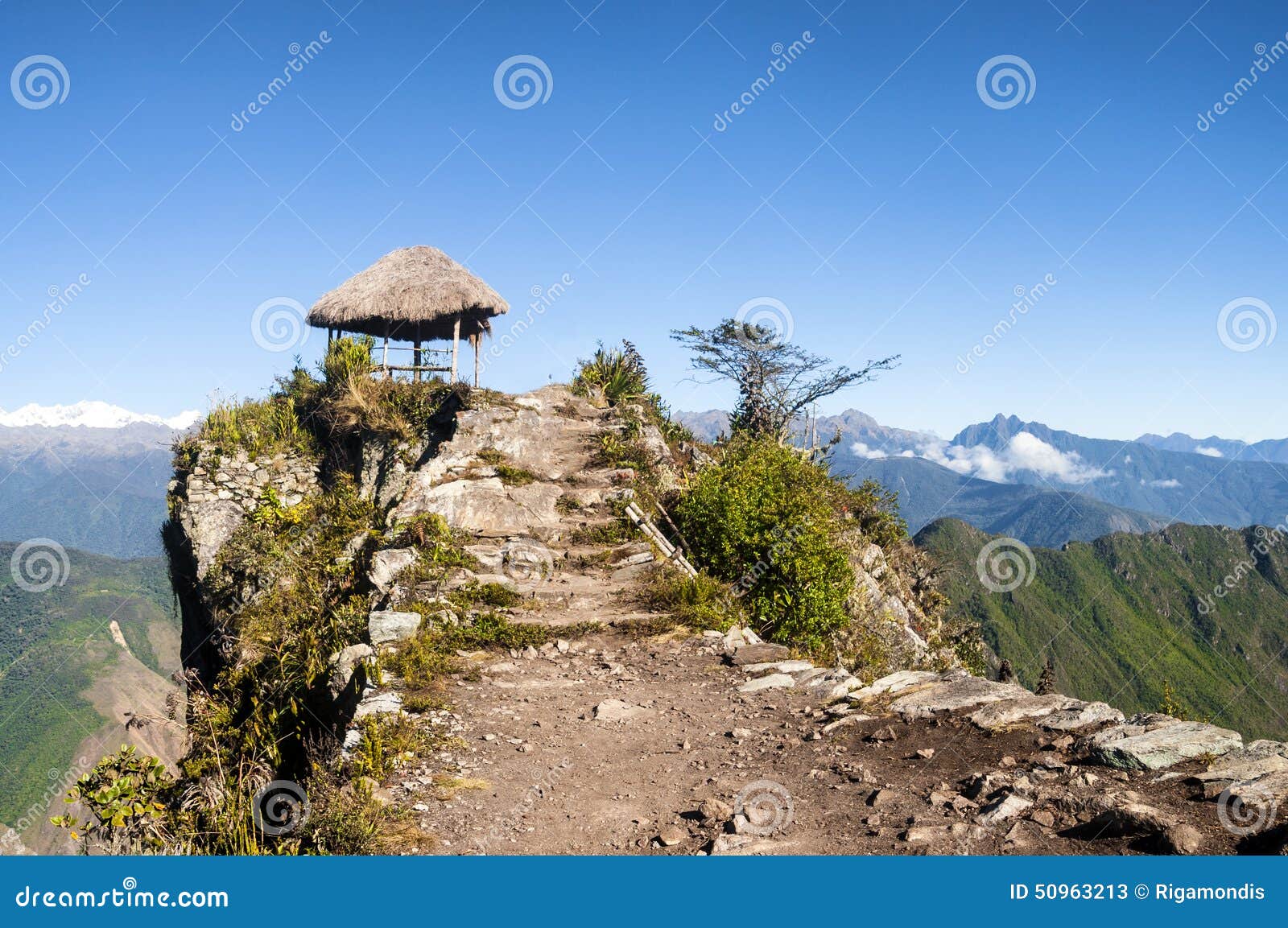 pavillion atop of machu picchu mountain peak