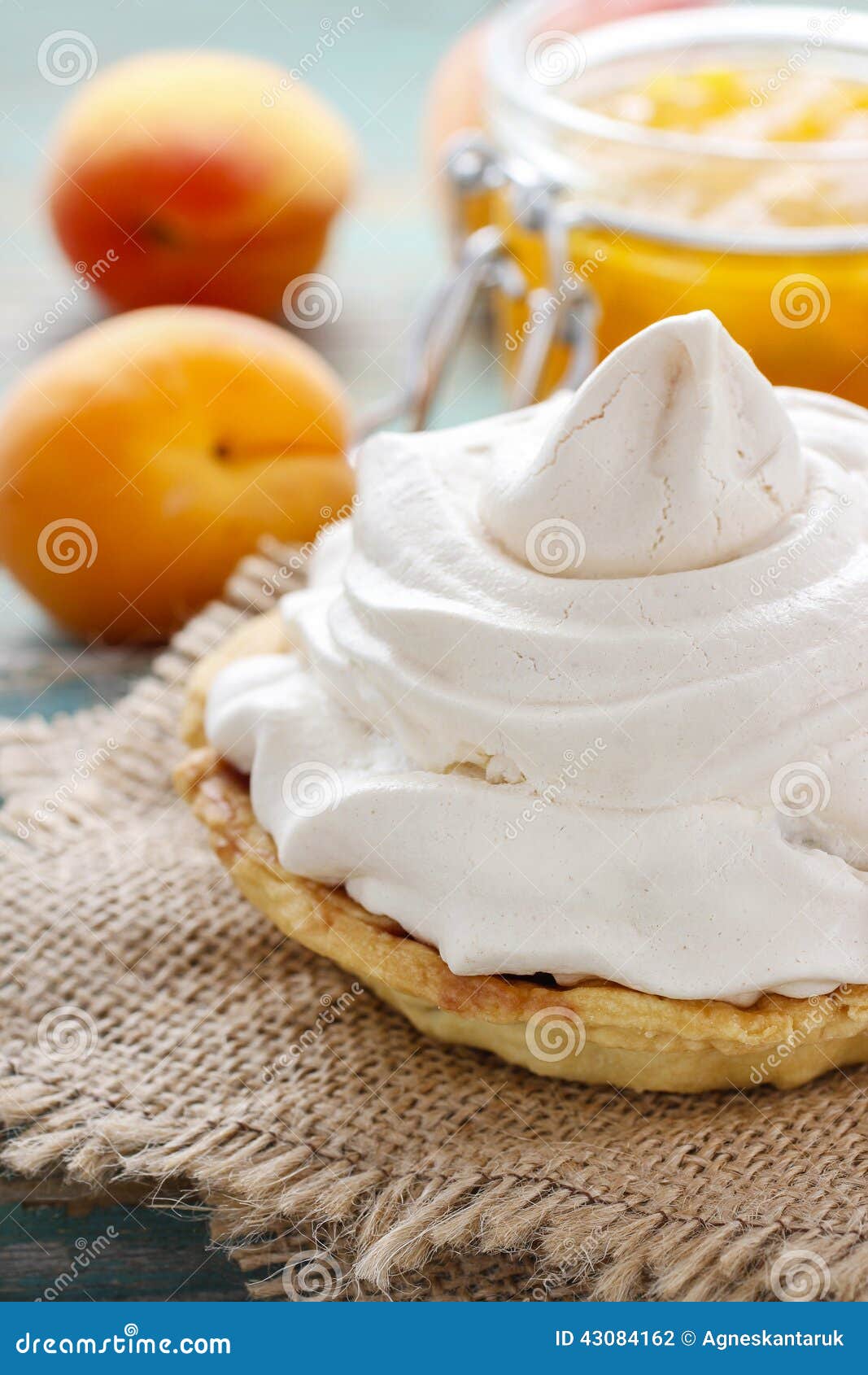 Pavlova Cake Filled with Peach Jam Stock Photo Image of color