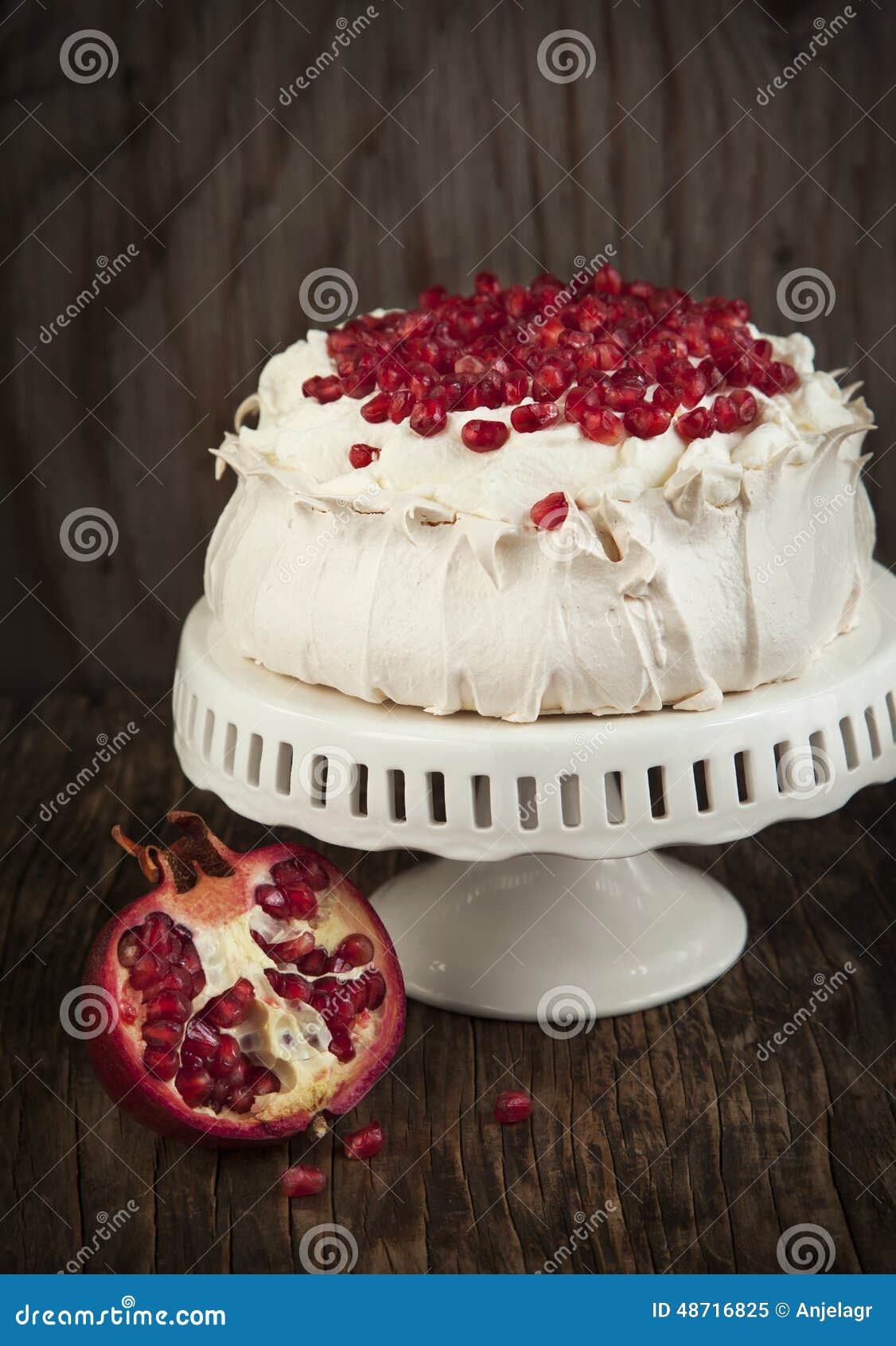 Pavlova Cake with Pomegranate. Stock Image Image of pavlova, food 48716825
